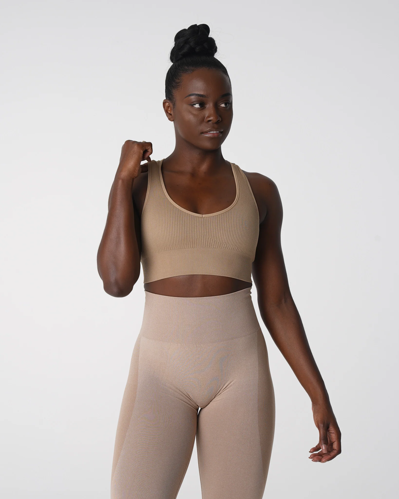 Beige Galaxy Ribbed Seamless Bra - Image 3