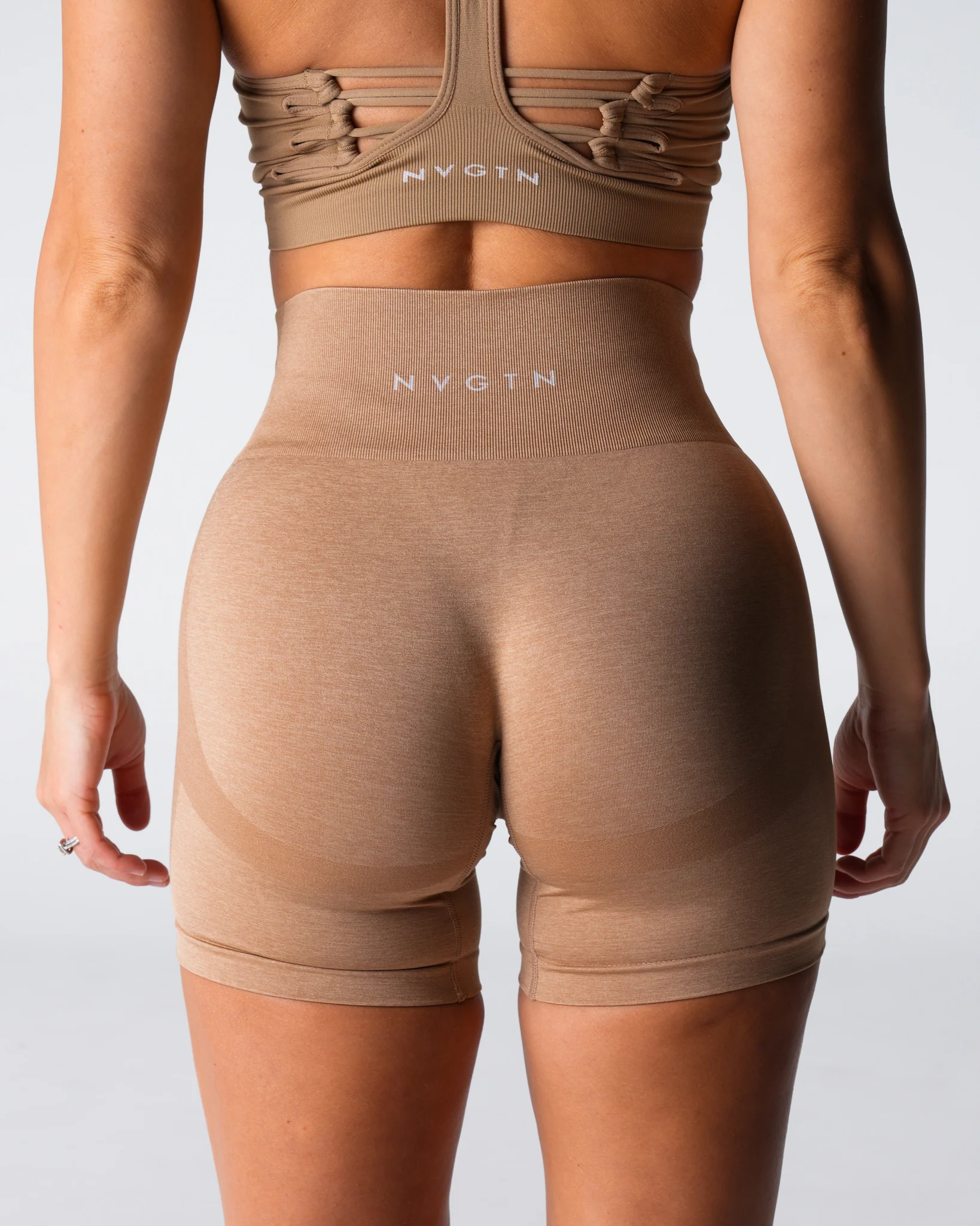 Beige Performance Seamless Shorts - Image 2
