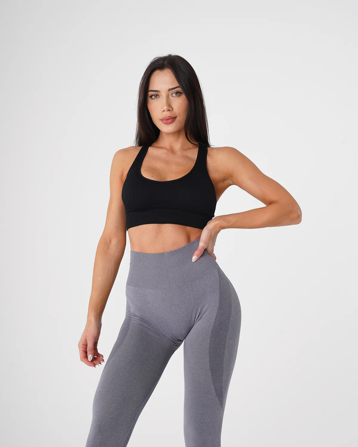 Black Galaxy Ribbed Seamless Bra - Image 2