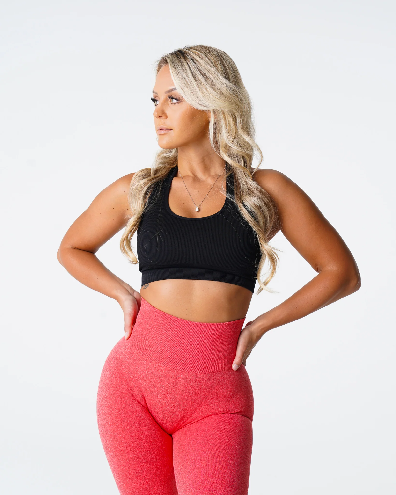 Black Limitless Ribbed Seamless Halter Bra - Image 2