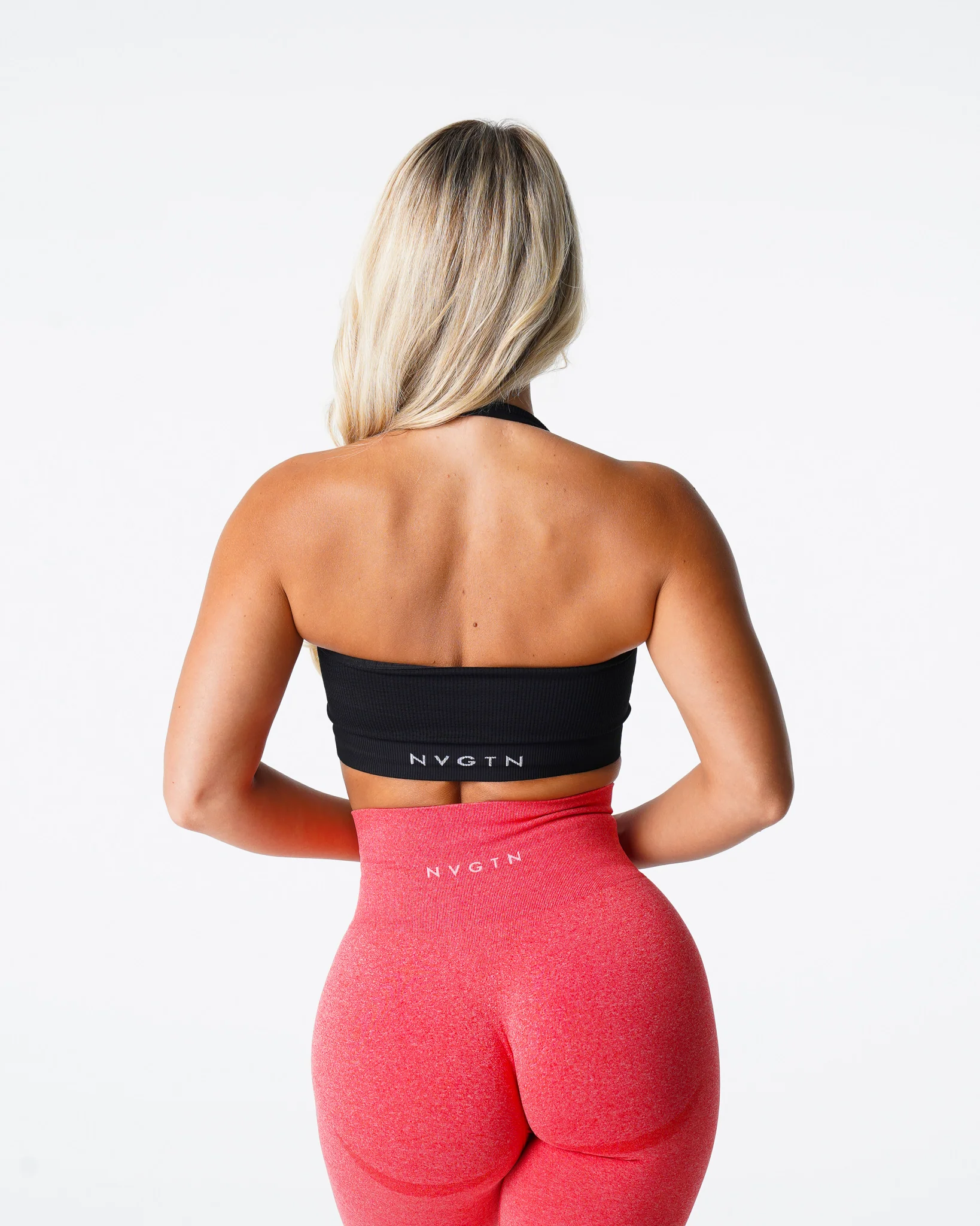 Black Limitless Ribbed Seamless Halter Bra - Image 4