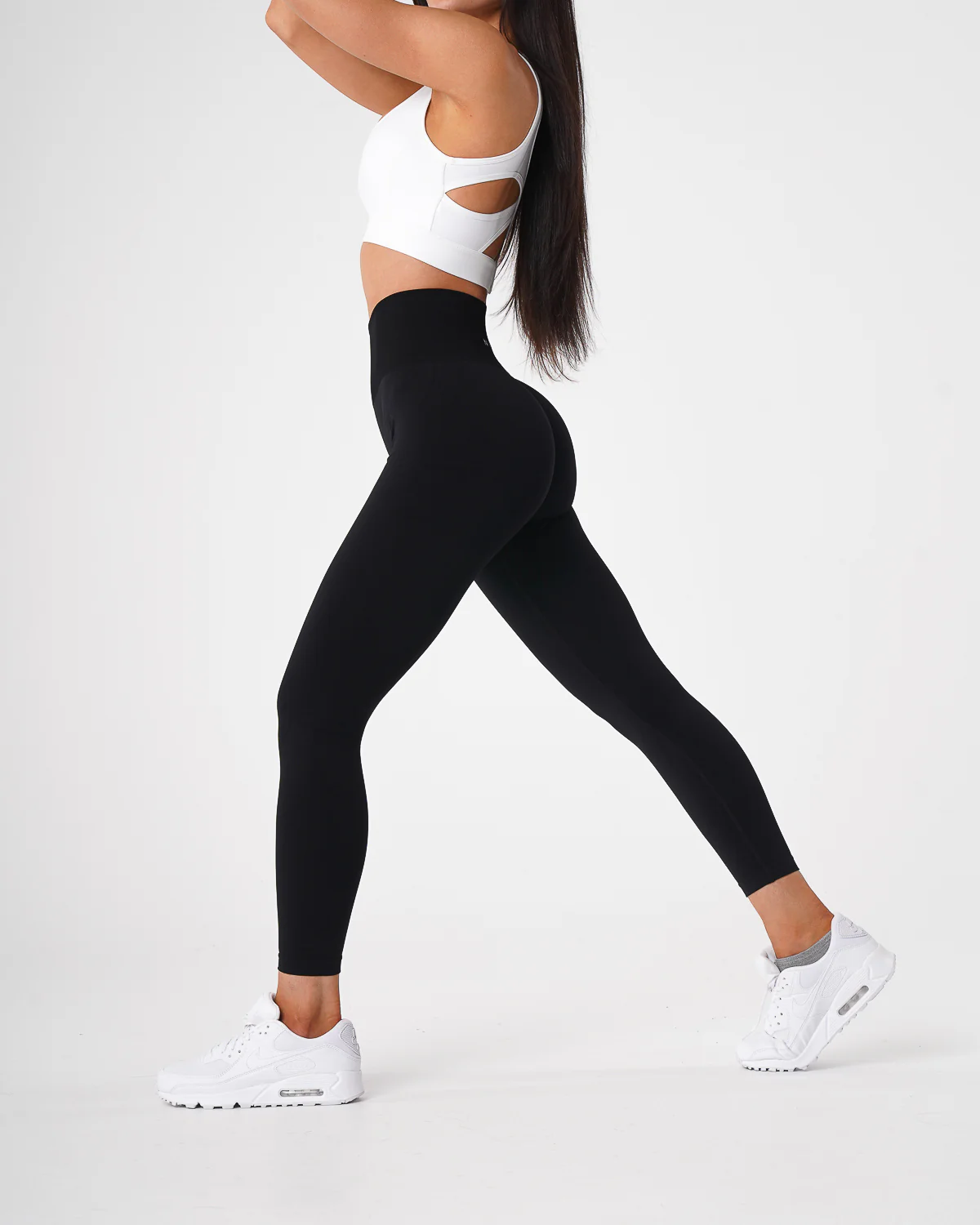 Black Solid Seamless Leggings - Image 2