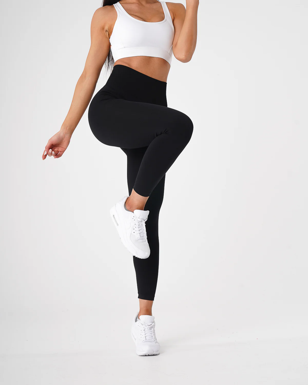Black Solid Seamless Leggings - Image 3