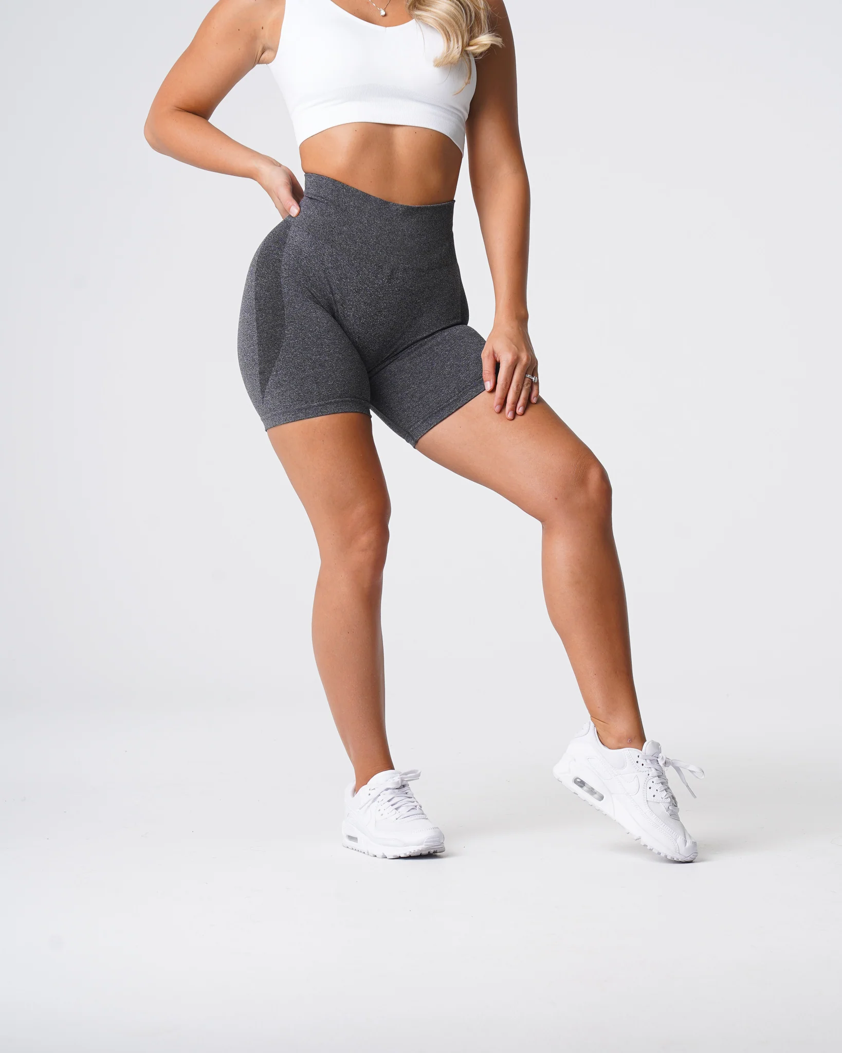 Black Speckled Contour Seamless Shorts - Image 3