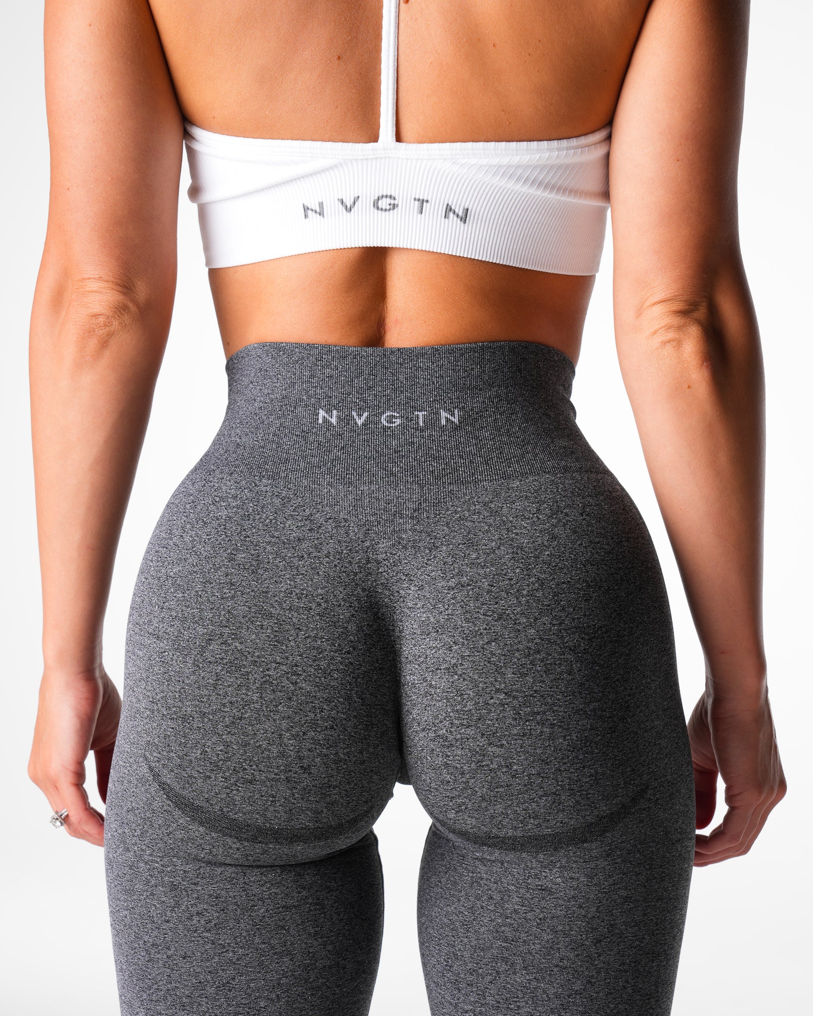 Black Speckled Mid Rise Contour Seamless Leggings - Image 2