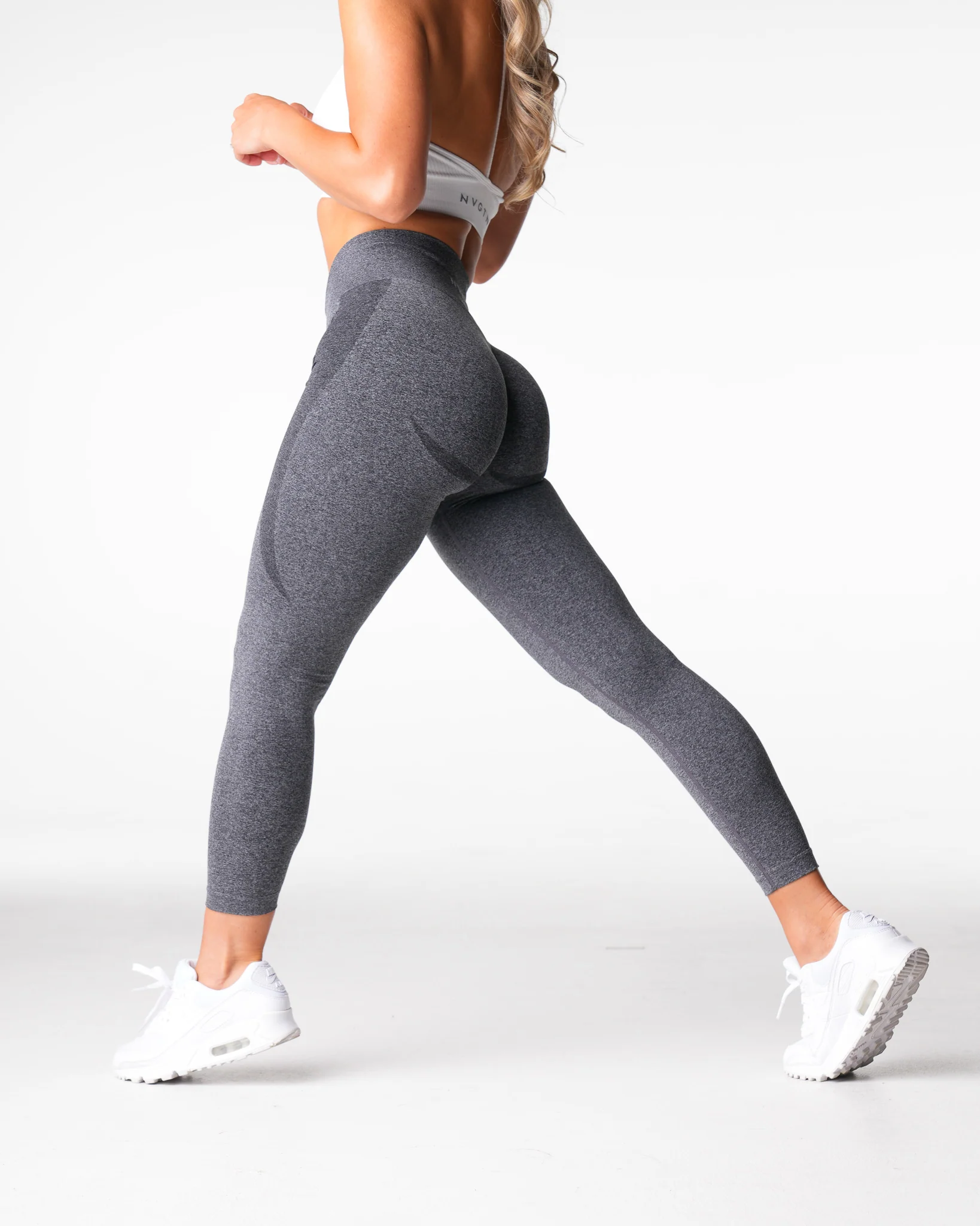 Black Speckled Mid Rise Contour Seamless Leggings - Image 3
