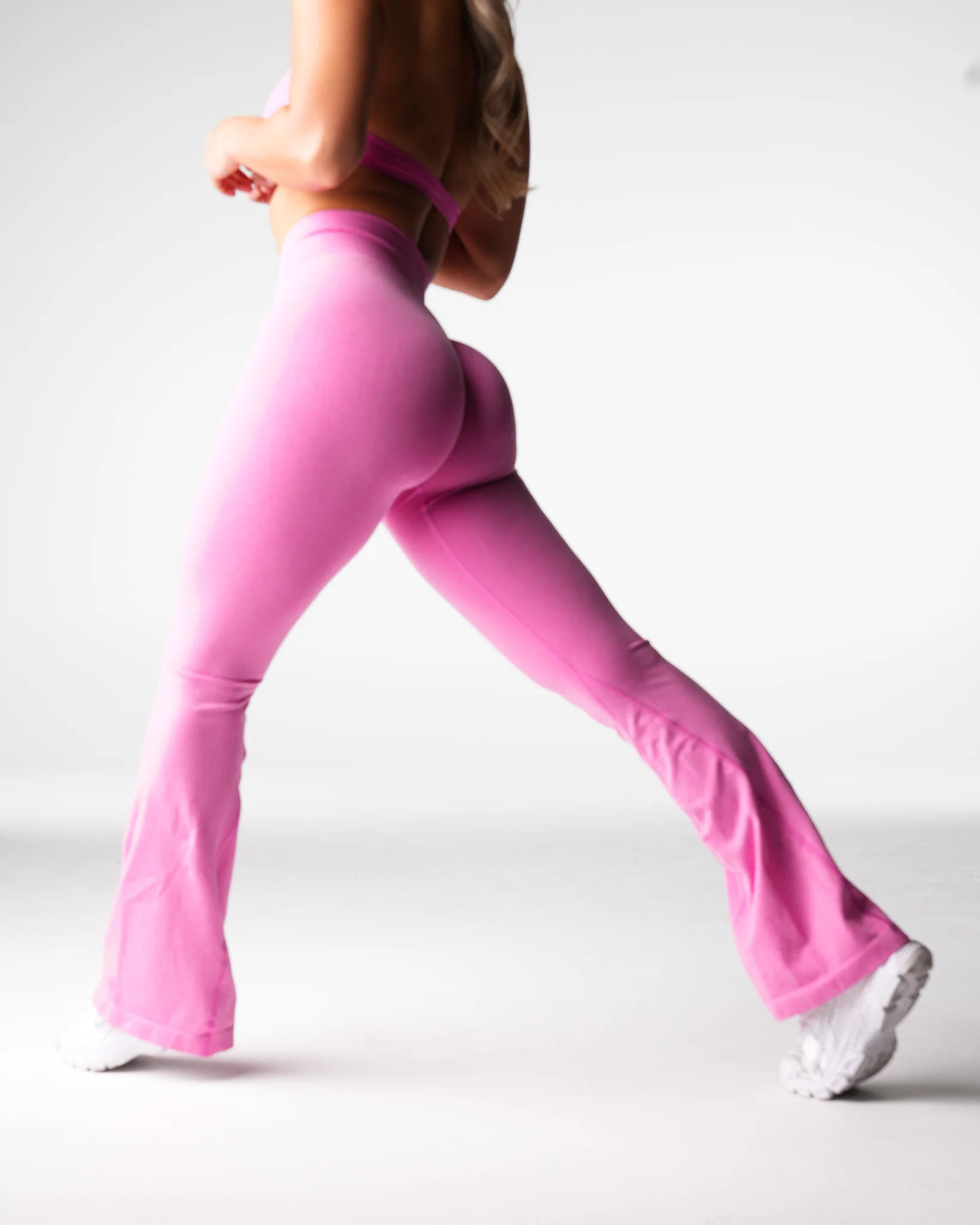 Bubble Gum Pink Iconic Seamless Flare Leggings - Image 3