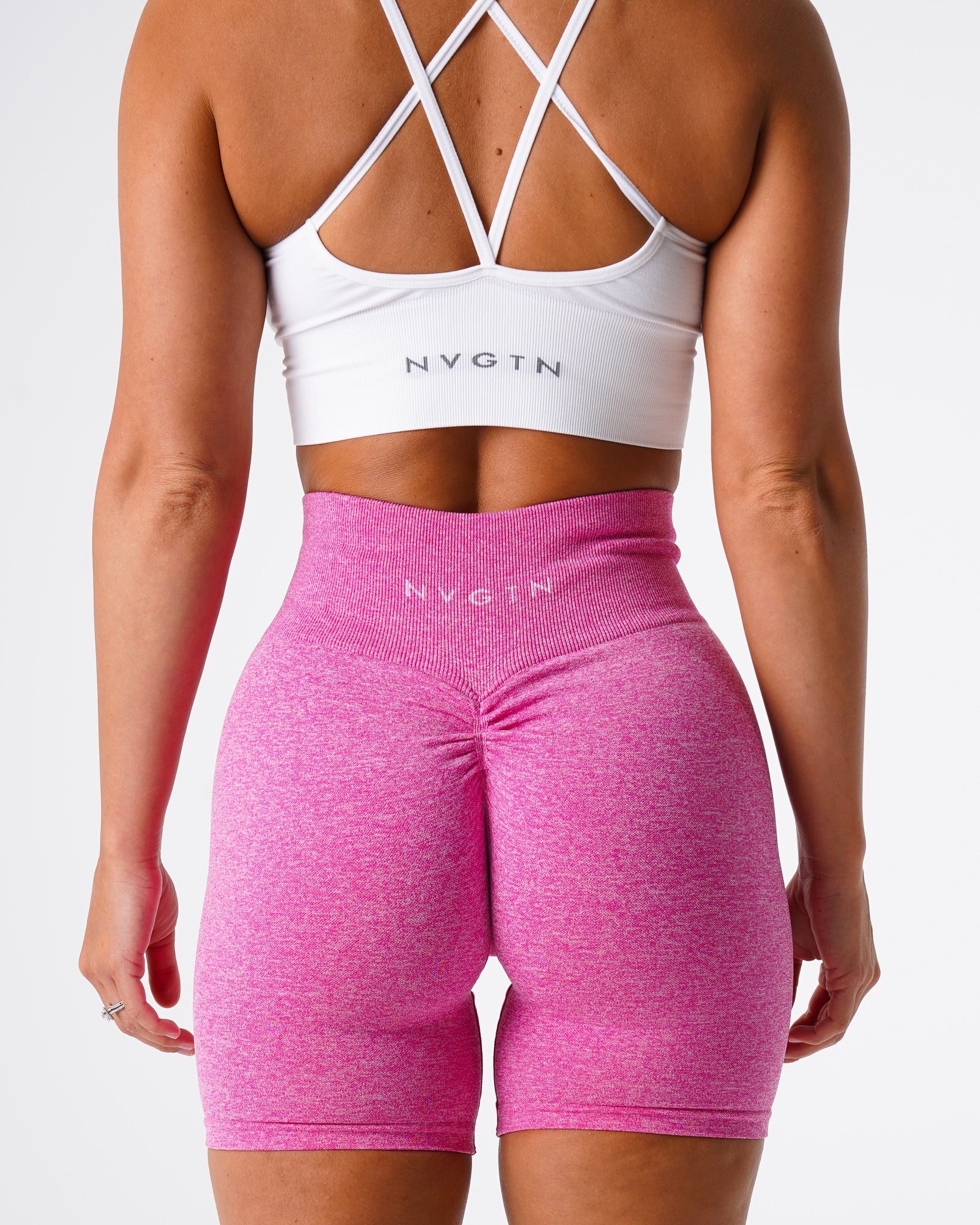 Bubble Gum Pink Scrunch Seamless Shorts - Image 2