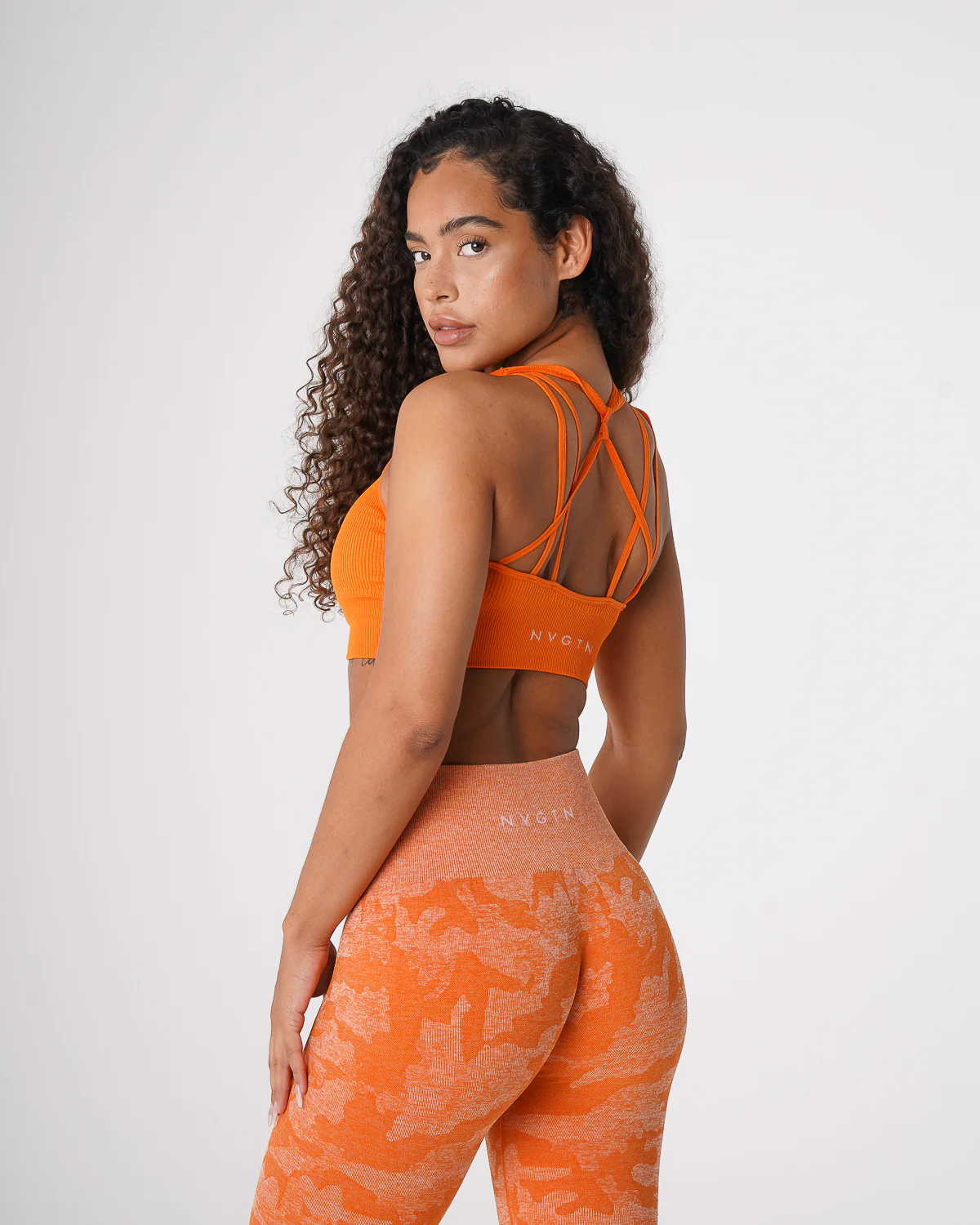 Burnt Orange Galaxy Ribbed Seamless Bra - Image 3