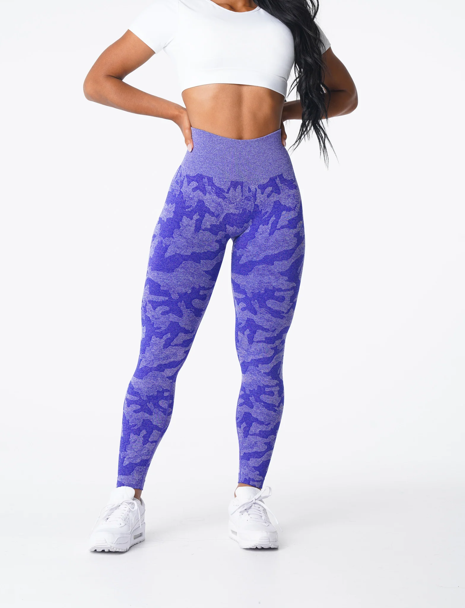Electric Blue Camo Seamless Leggings - Image 2