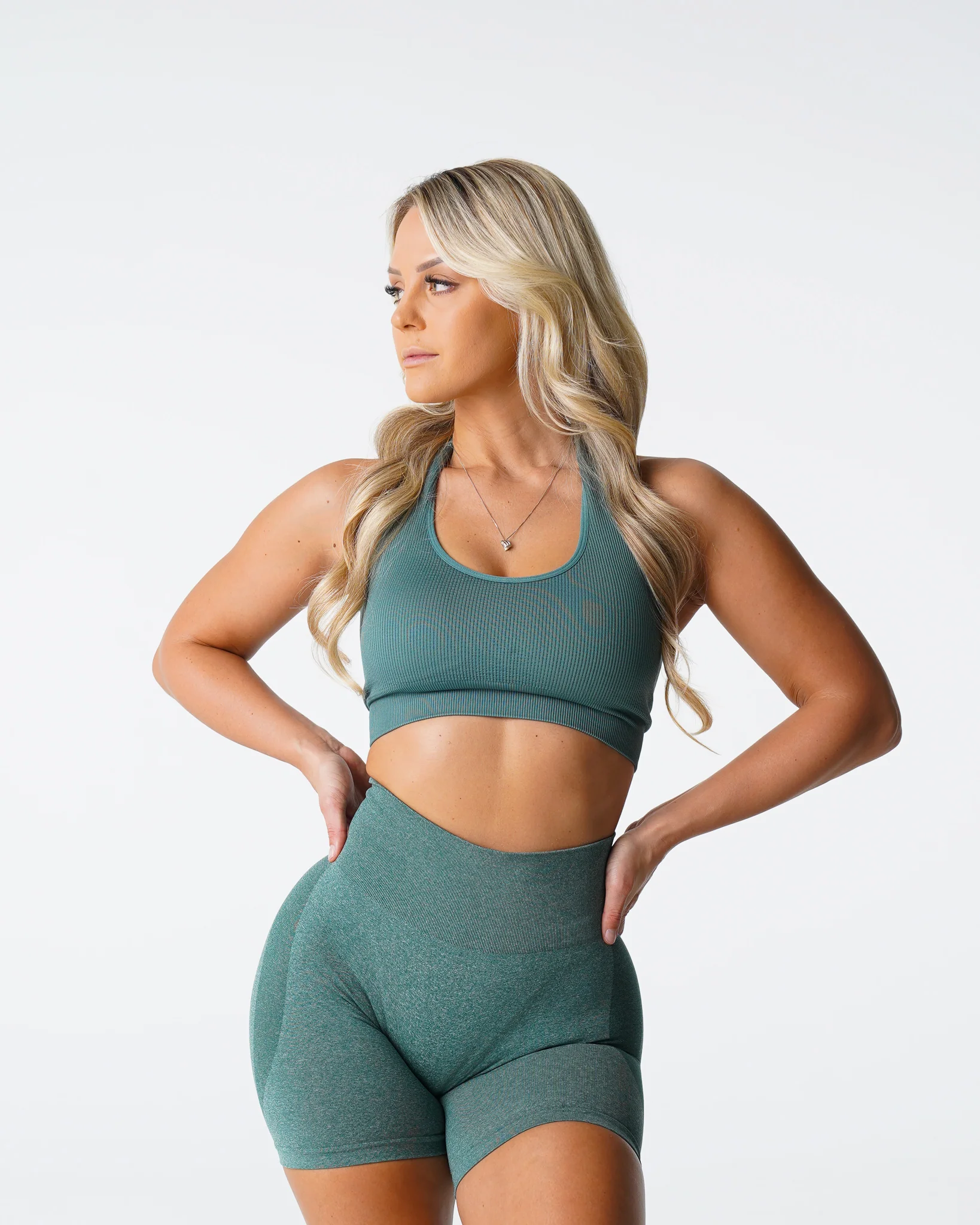 Forest Green Limitless Ribbed Seamless Halter Bra - Image 3