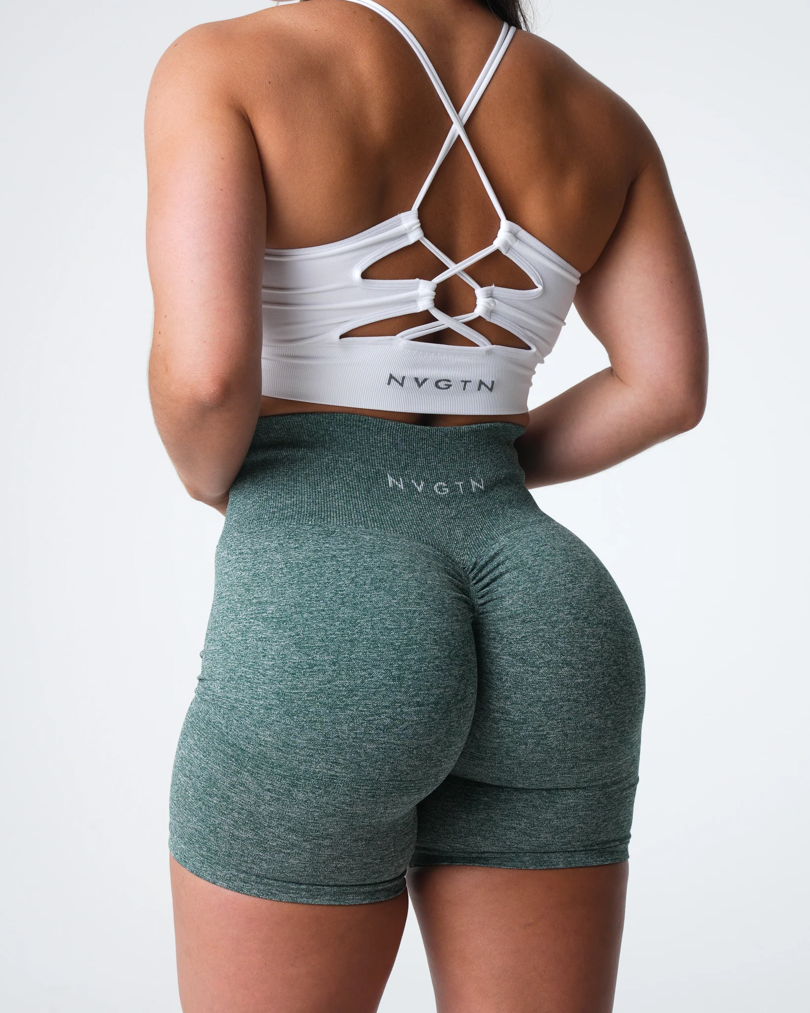 Forest Green Scrunch Seamless Shorts - Image 2