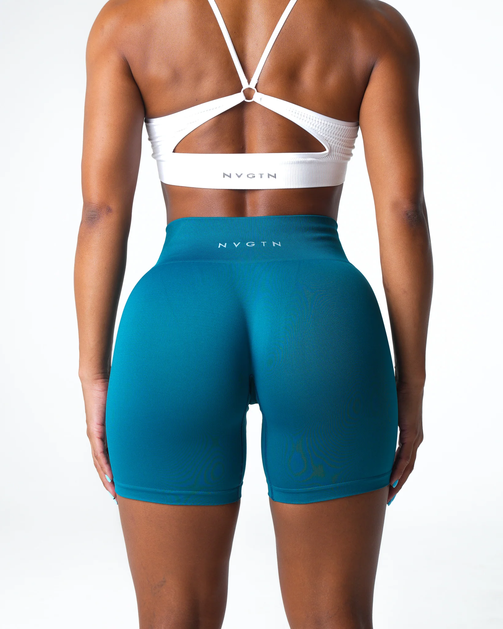 French Blue Solid Seamless Shorts - Image 2