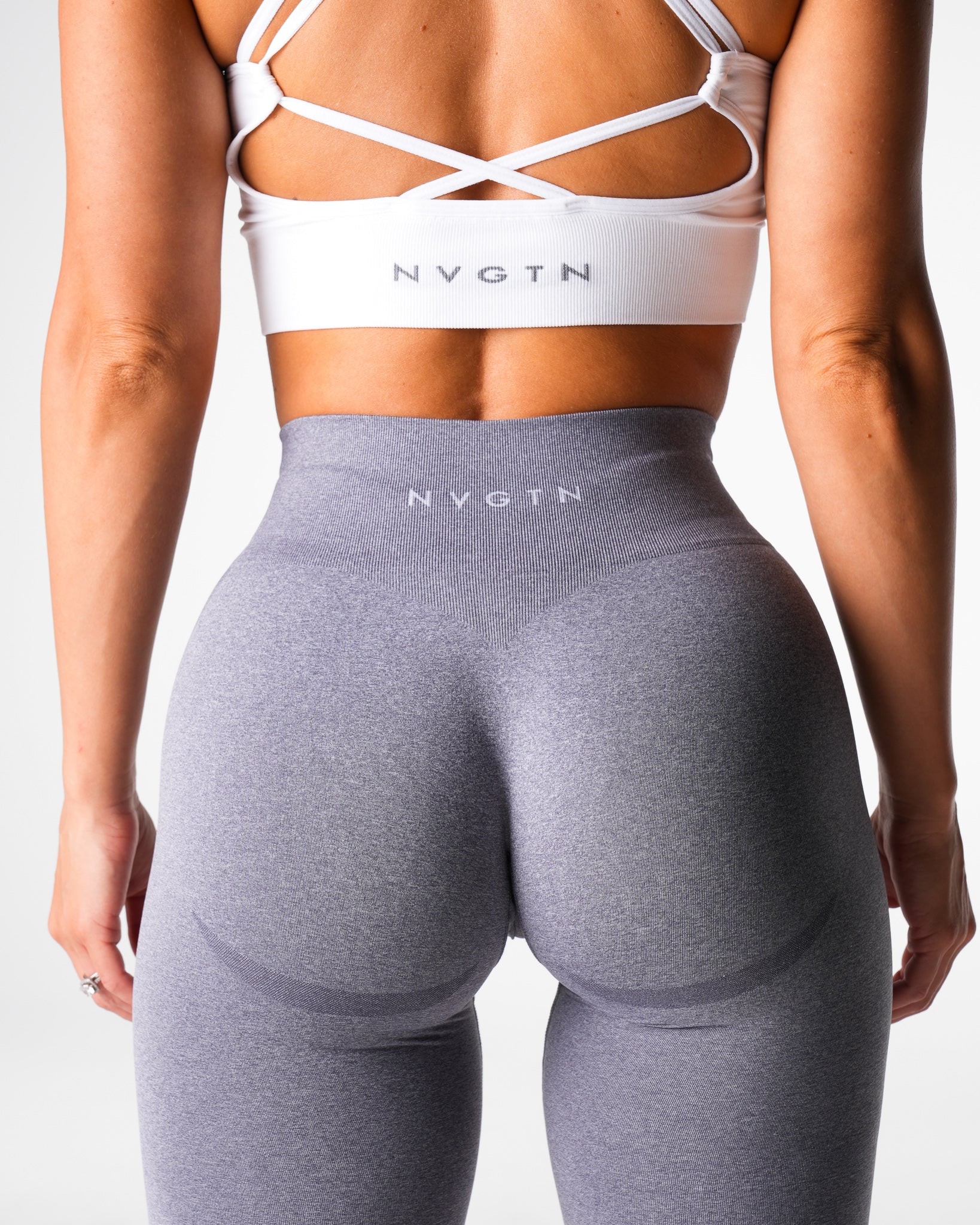 Grey Mid Rise Contour Seamless Leggings - Image 2