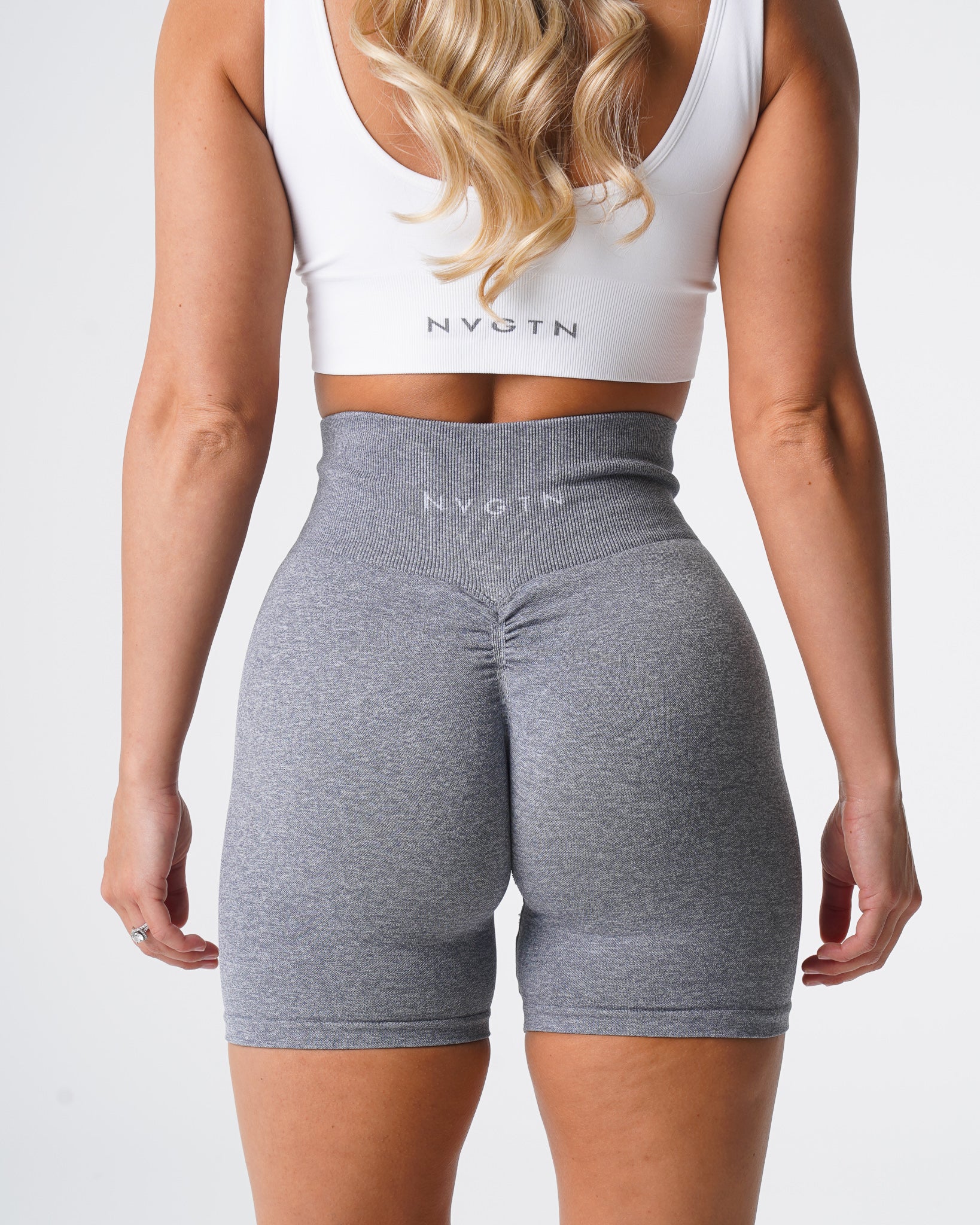 Grey Scrunch Seamless Shorts - Image 2