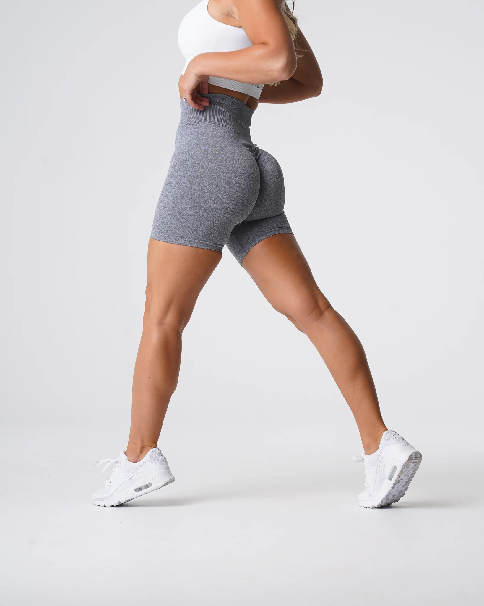 Grey Scrunch Seamless Shorts - Image 4