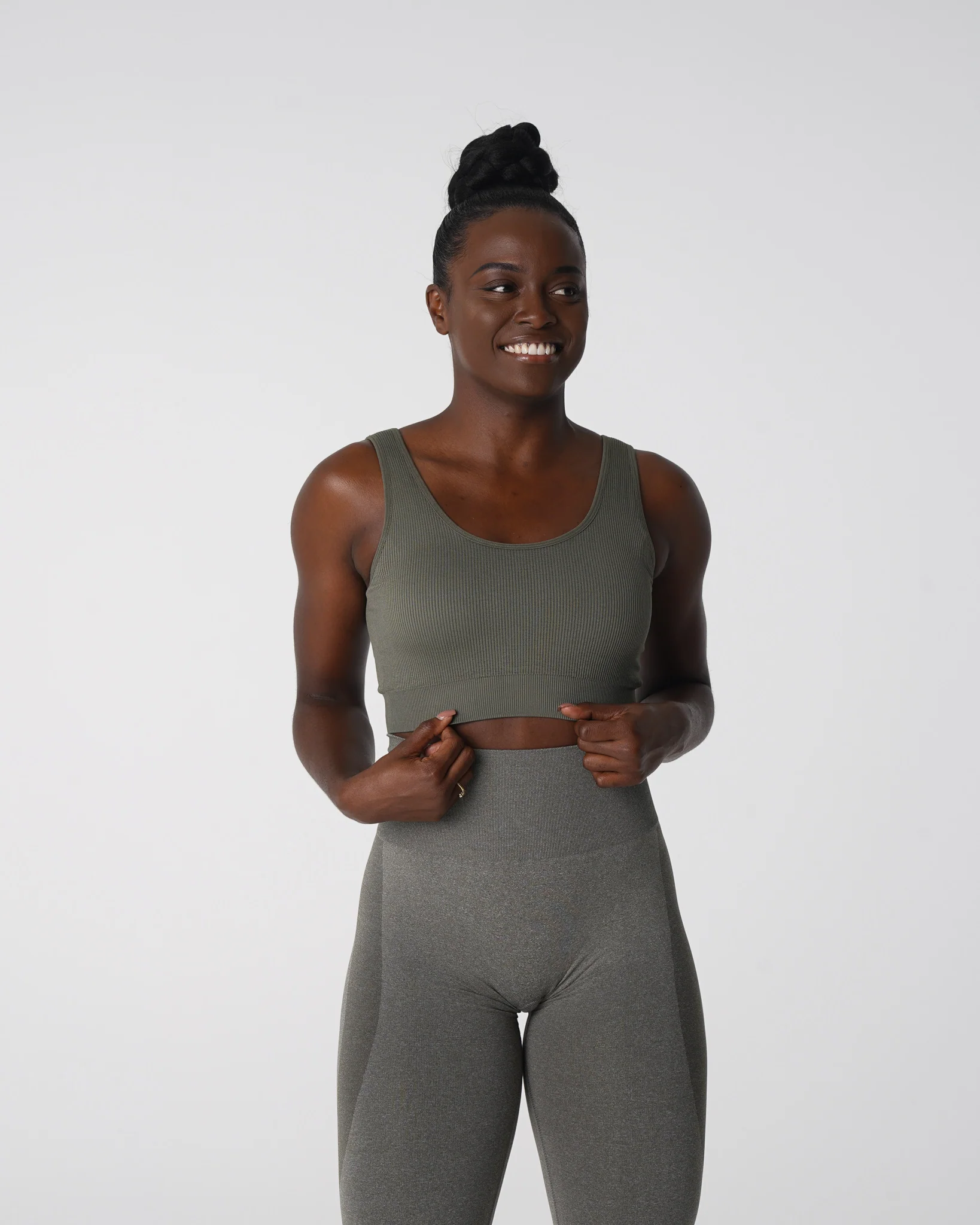 Khaki Green Desire Ribbed Seamless Bra - Image 3