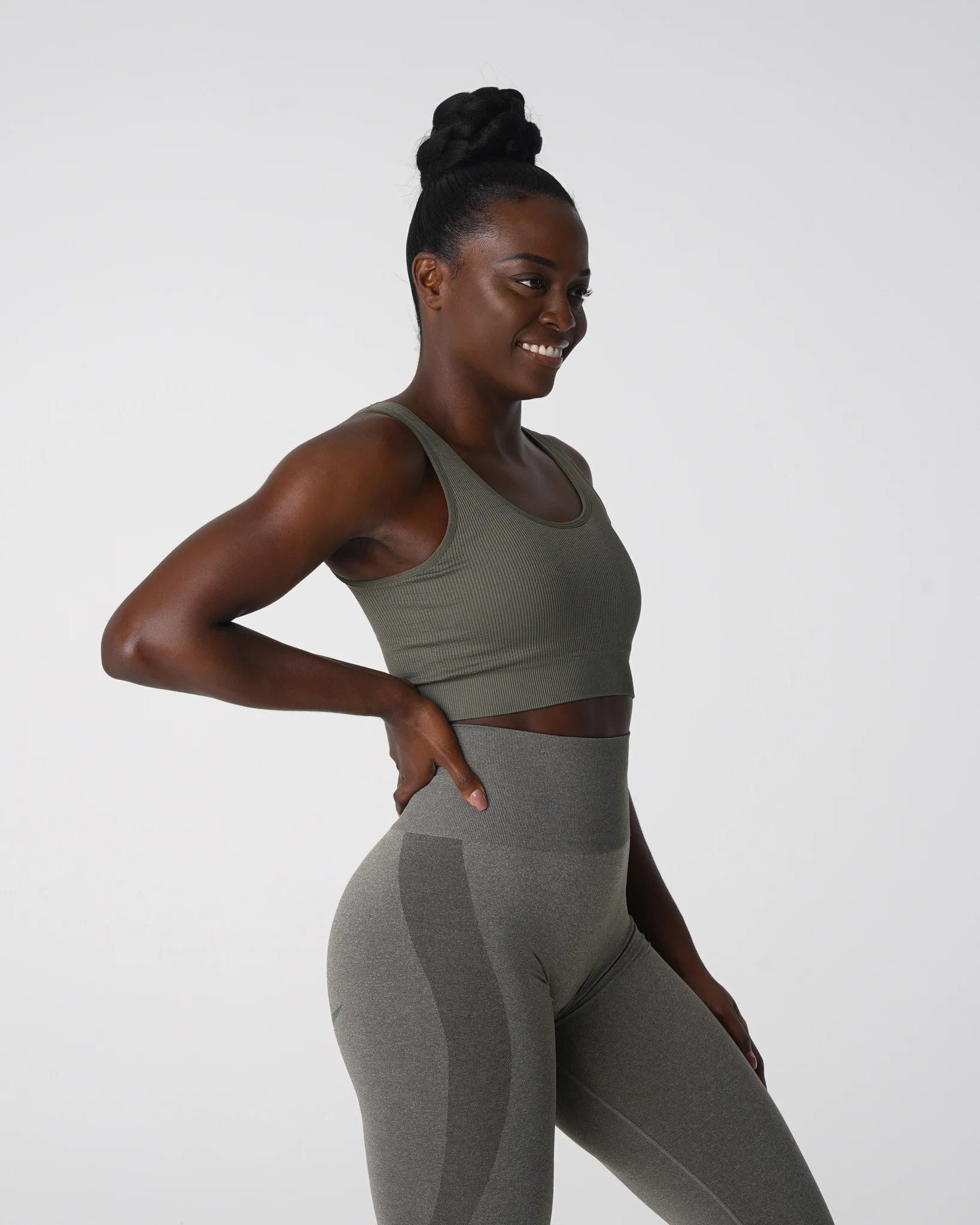 Khaki Green Desire Ribbed Seamless Bra - Image 4