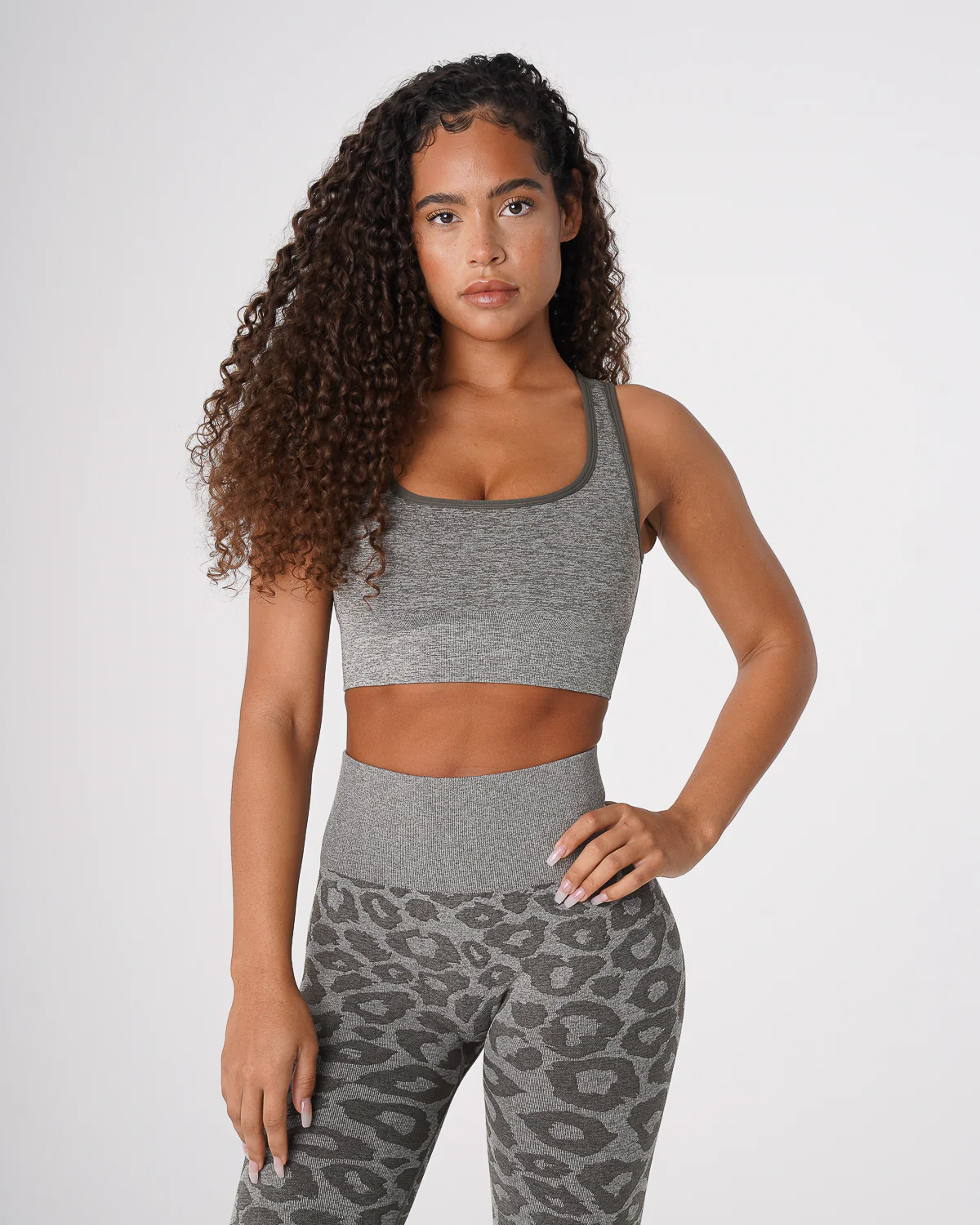 Khaki Green Leopard Eclipse Seamless Bra - Image 2