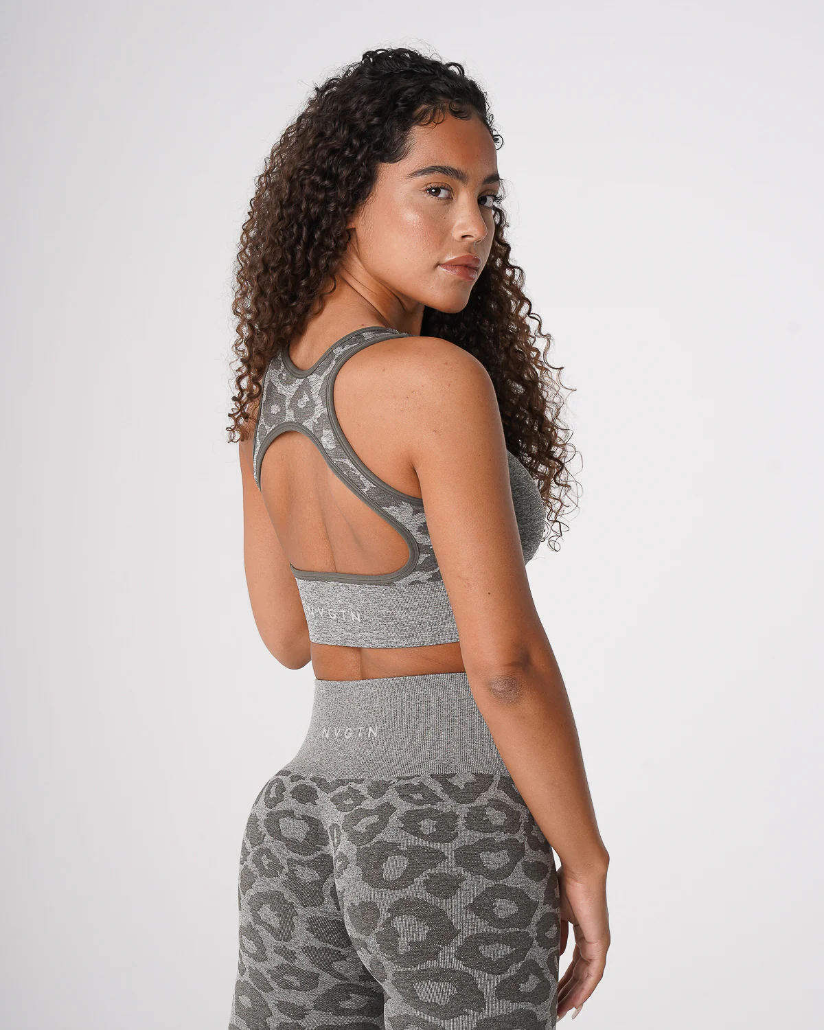 Khaki Green Leopard Eclipse Seamless Bra - Image 3