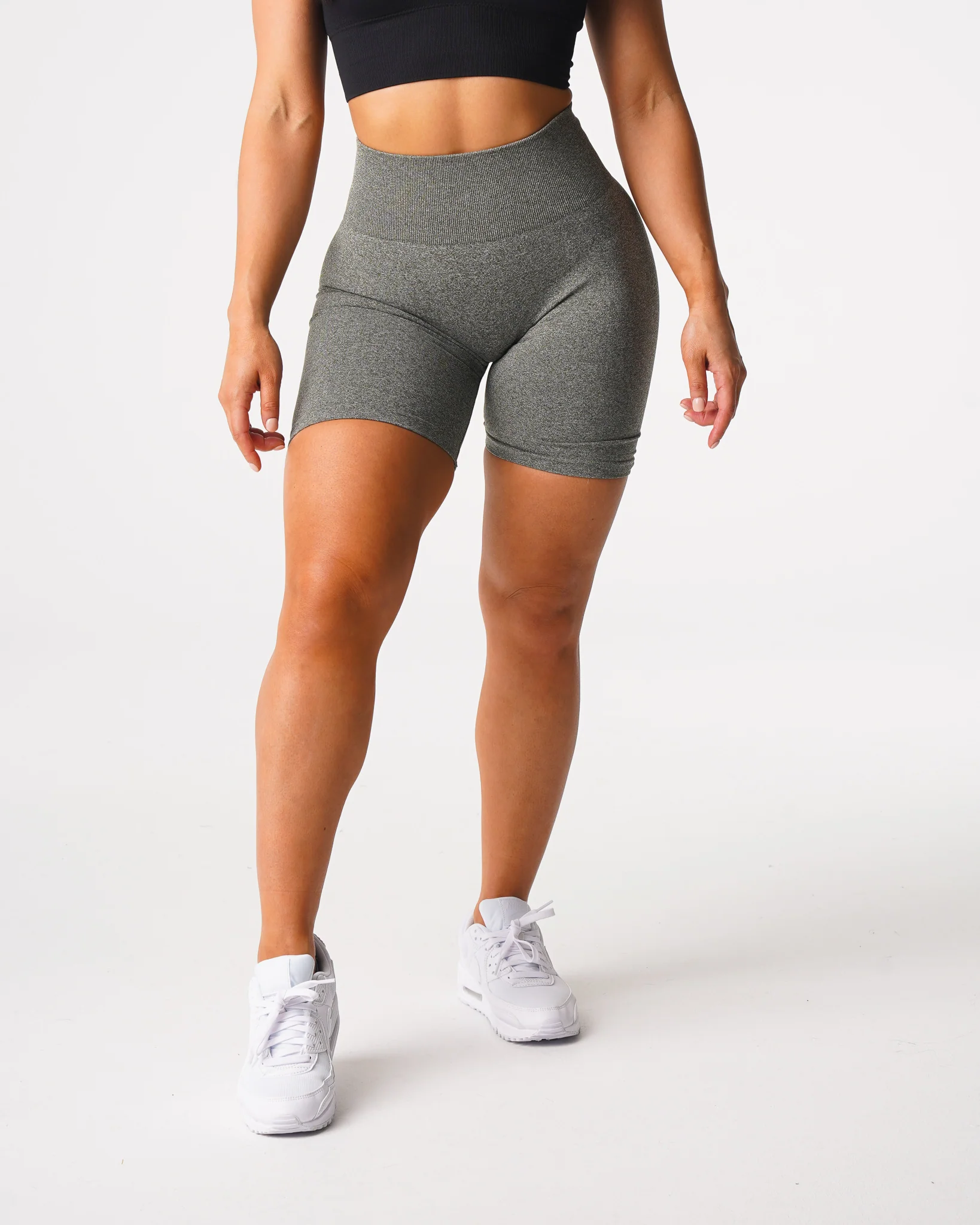Khaki Green Scrunch Seamless Shorts - Image 3