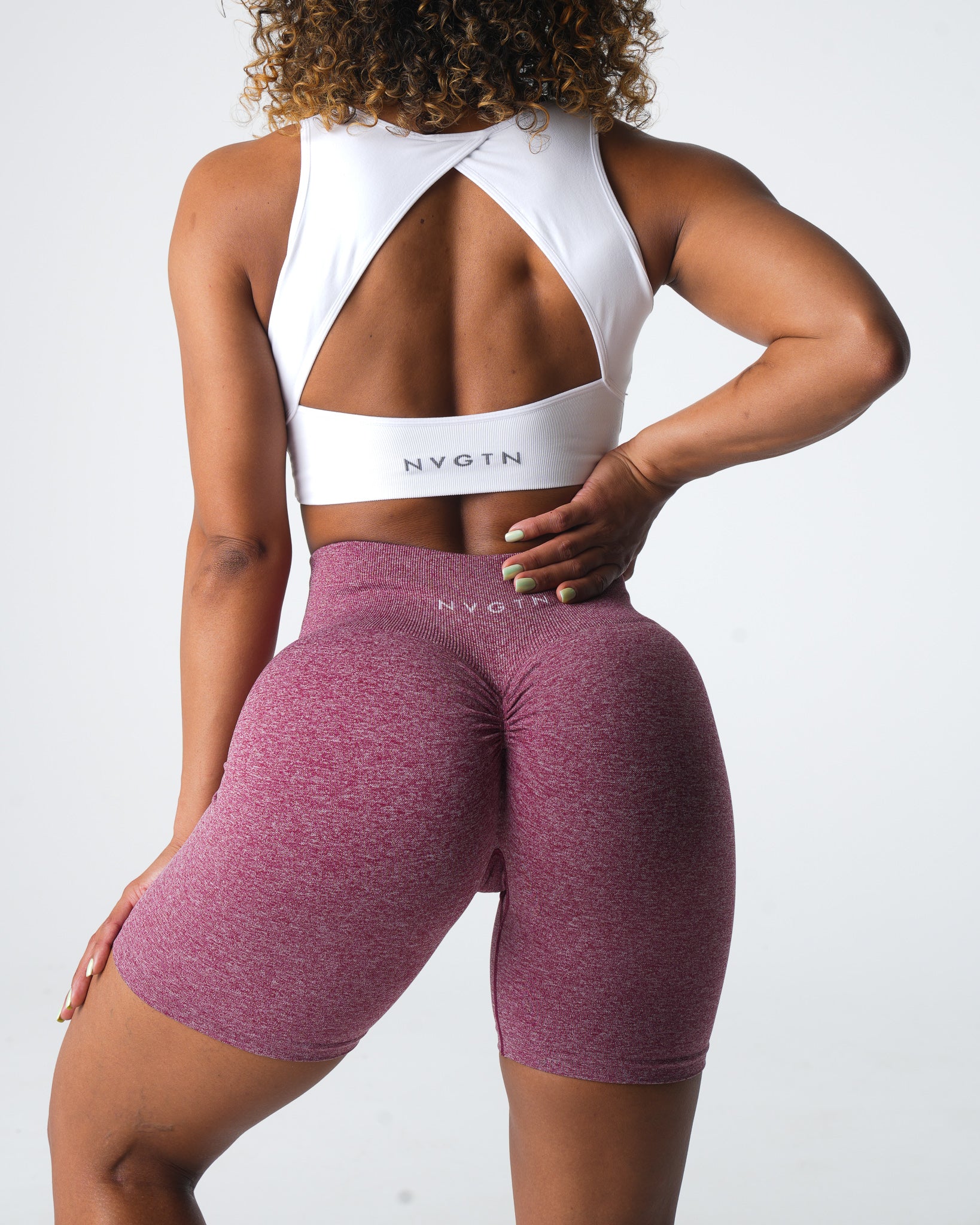 Maroon Scrunch Seamless Shorts - Image 2