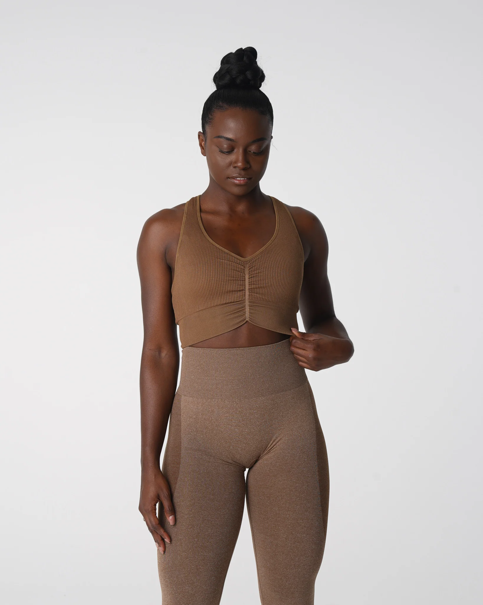 Mocha Cinched Seamless Bra - Image 2