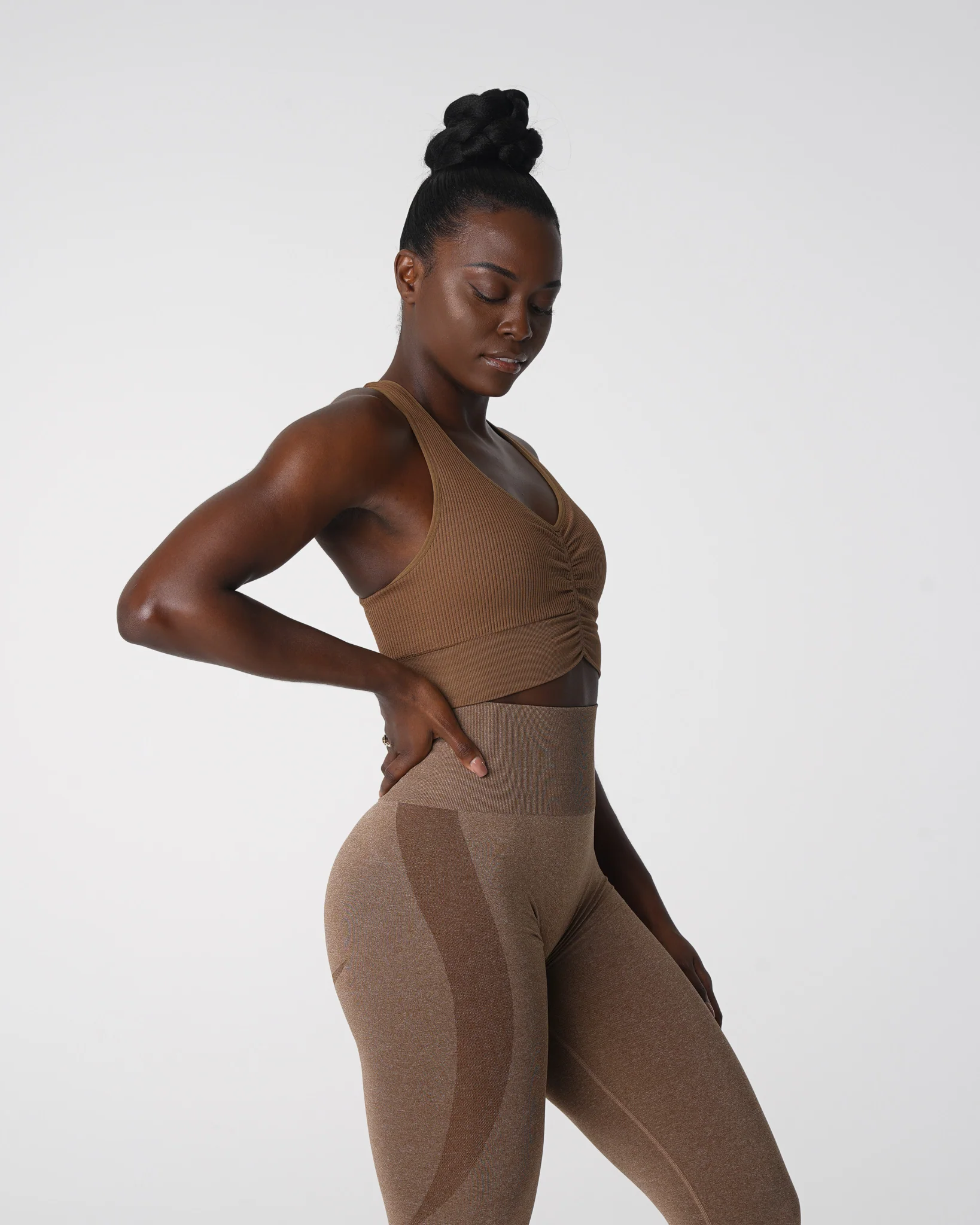 Mocha Cinched Seamless Bra - Image 3