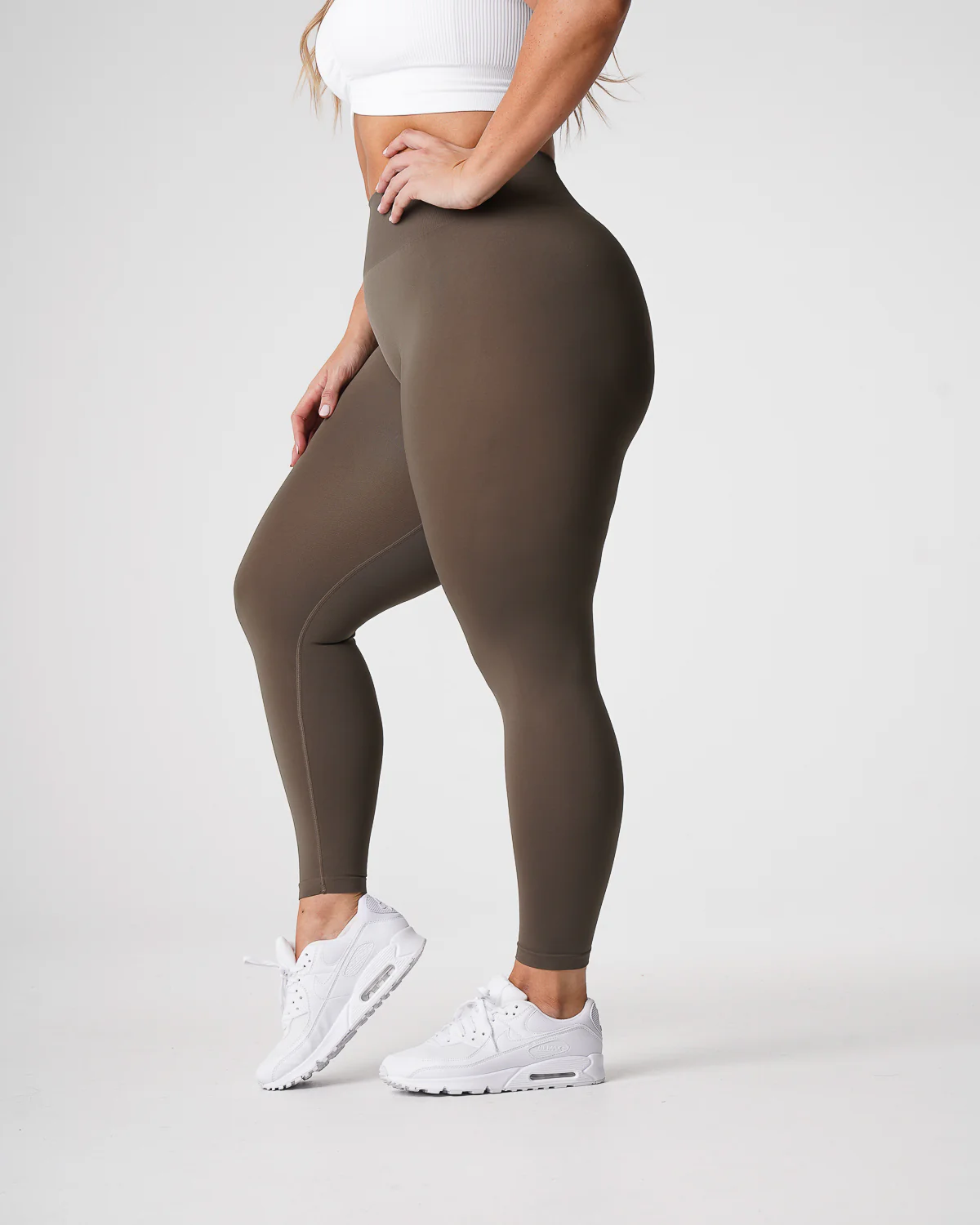 Olive Solid Seamless Leggings - Image 3