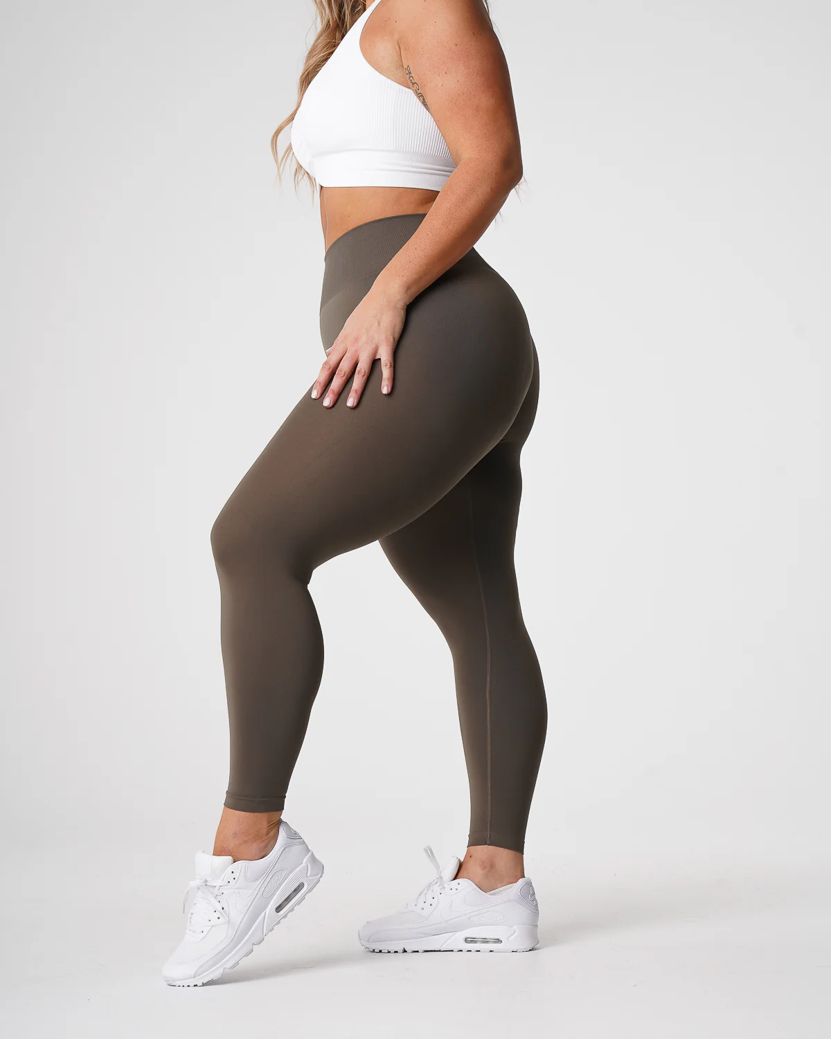 Olive Solid Seamless Leggings - Image 4