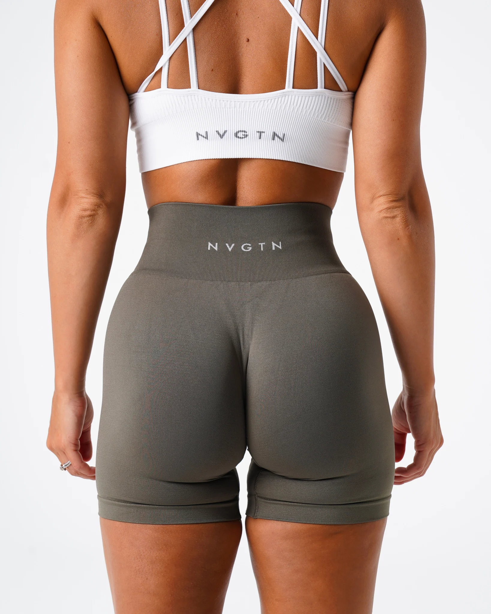 Olive Solid Seamless Shorts - Image 2