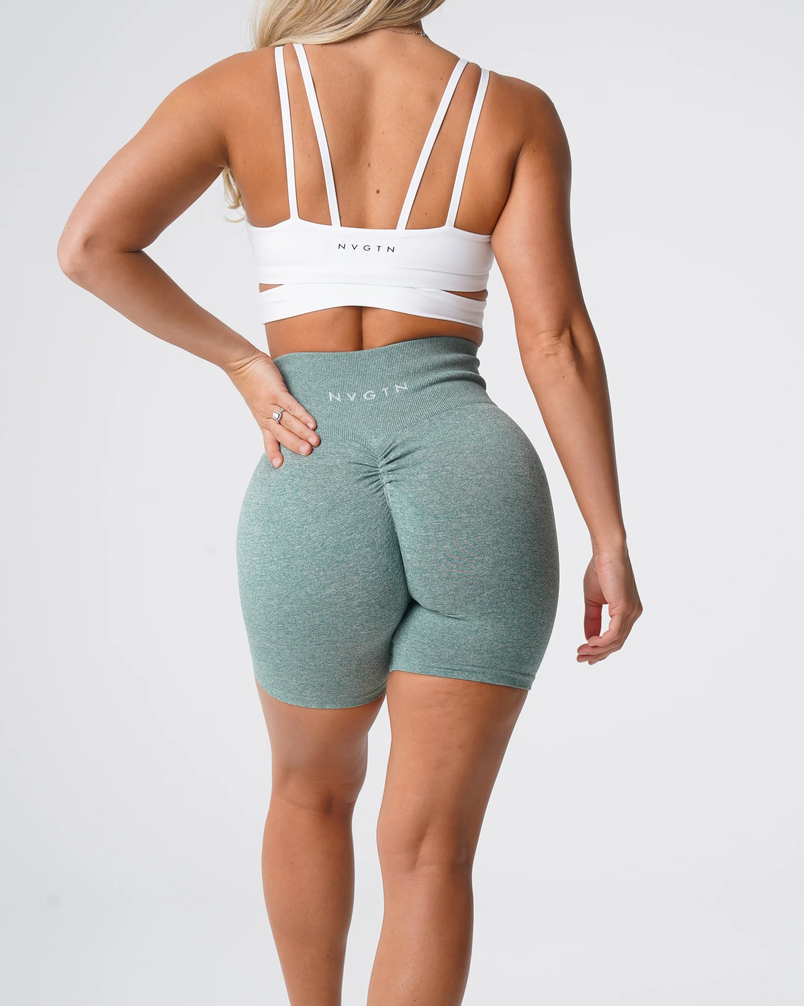 Sage Green Scrunch Seamless Shorts - Image 2