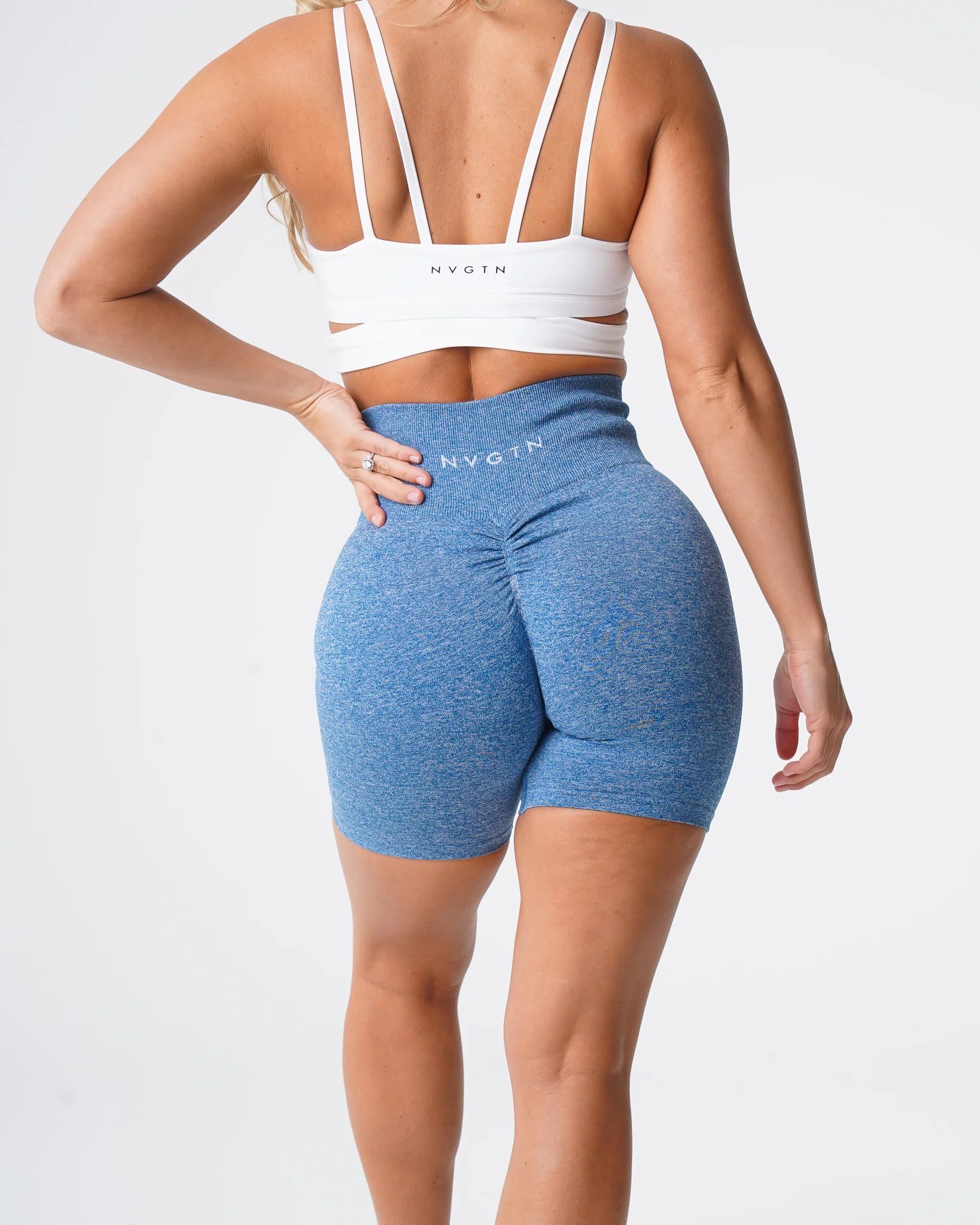 Sky Blue Scrunch Seamless Shorts - Image 2