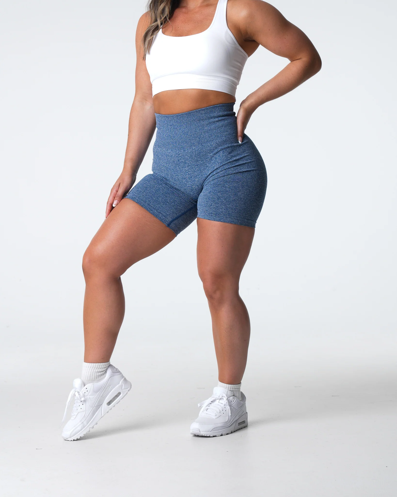 Slate Blue Scrunch Seamless Shorts - Image 4