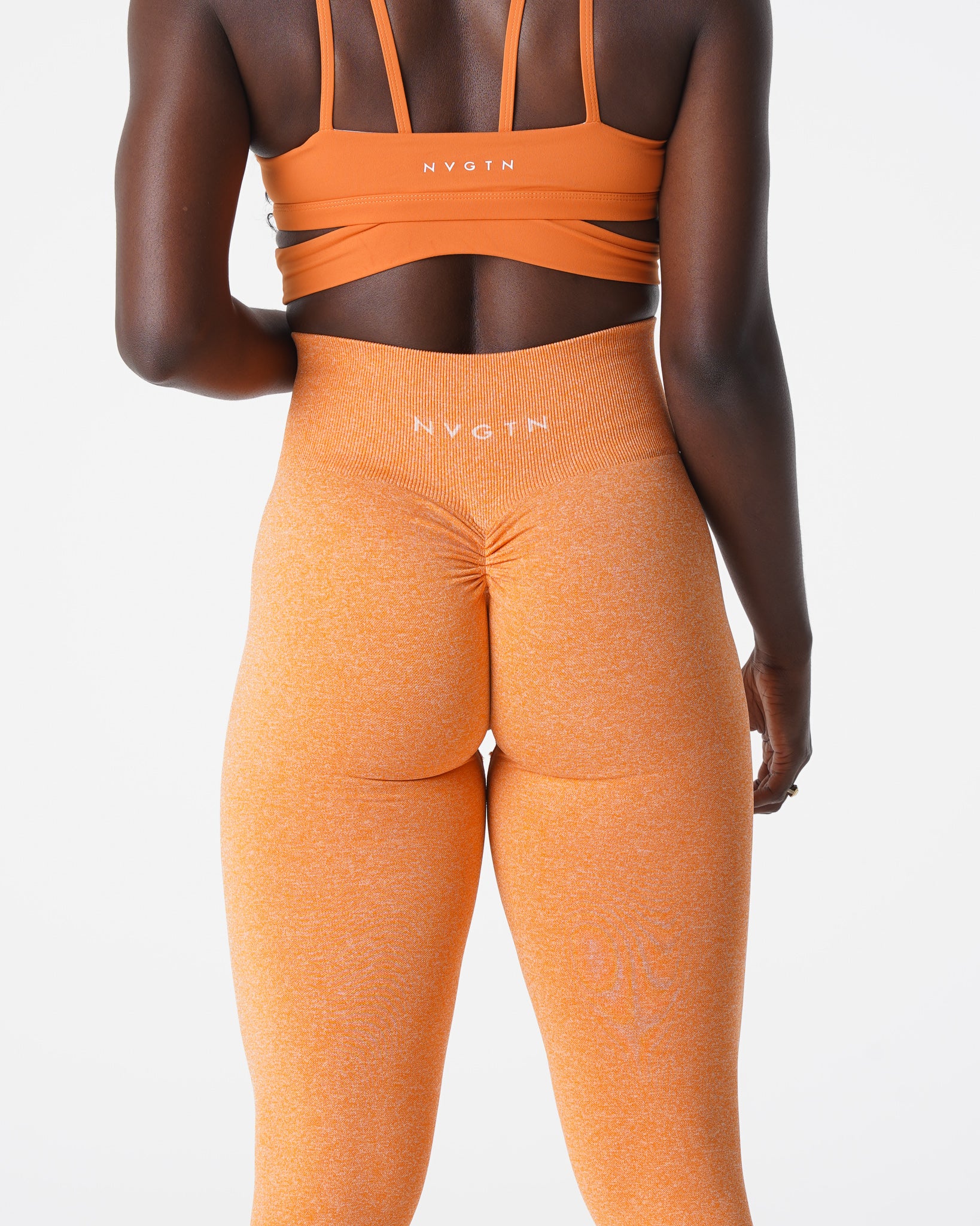 Sunset Orange Scrunch Seamless Leggings - Image 2