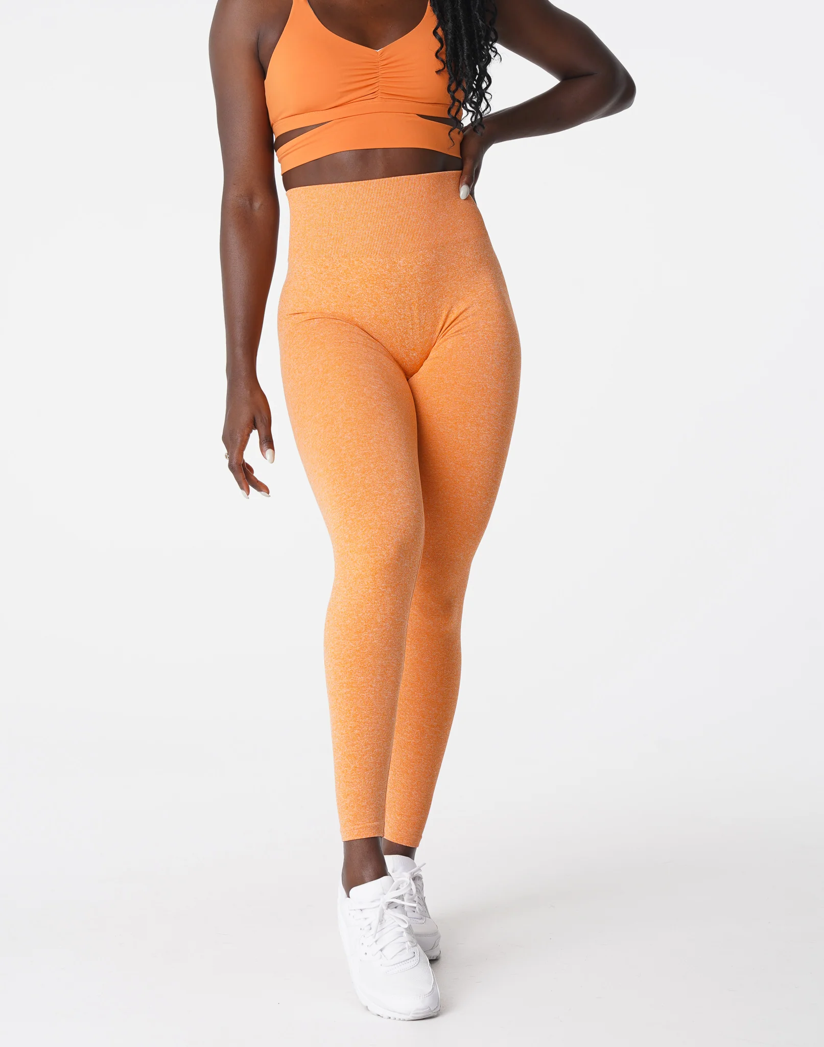 Sunset Orange Scrunch Seamless Leggings - Image 3
