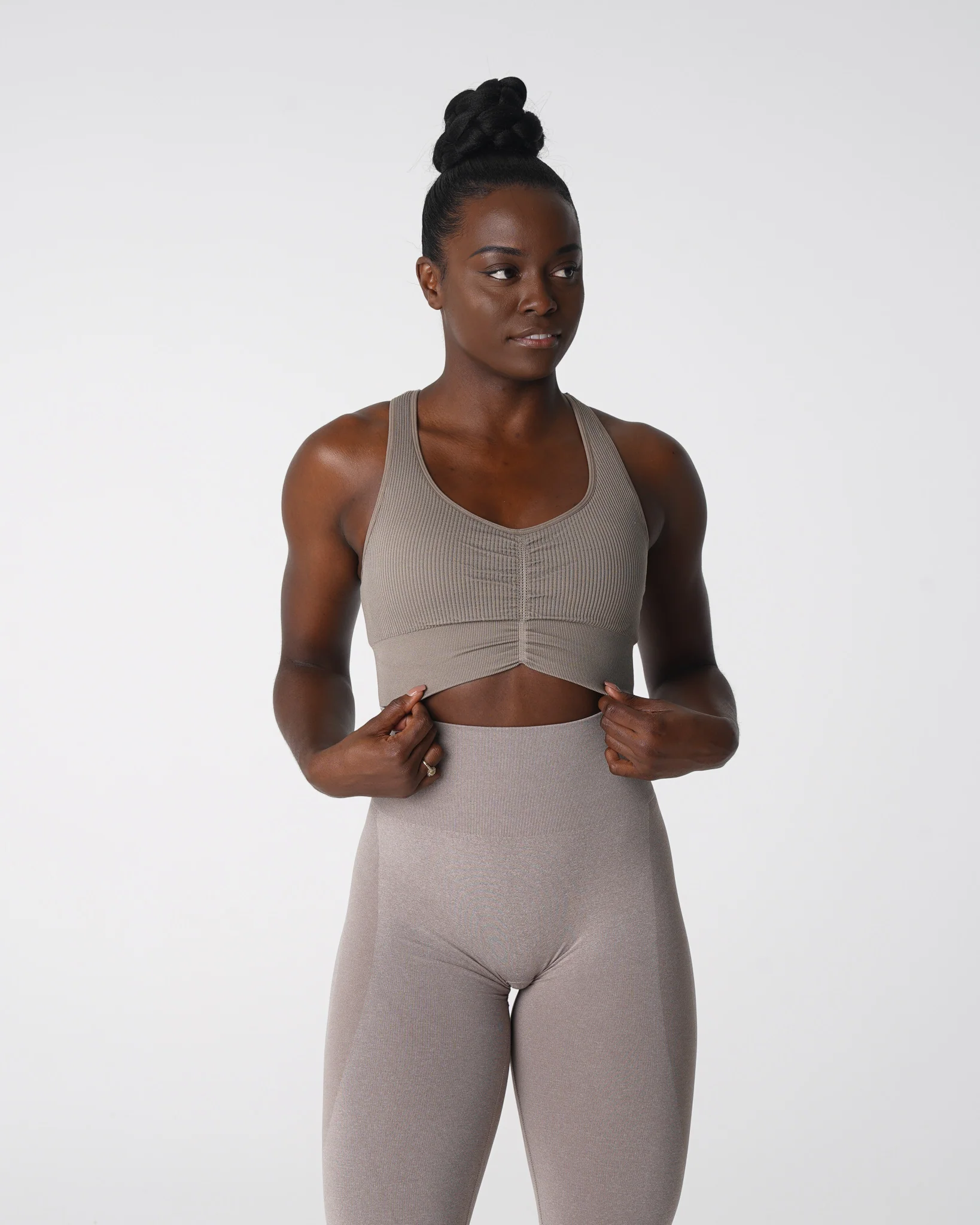 Taupe Cinched Seamless Bra - Image 3