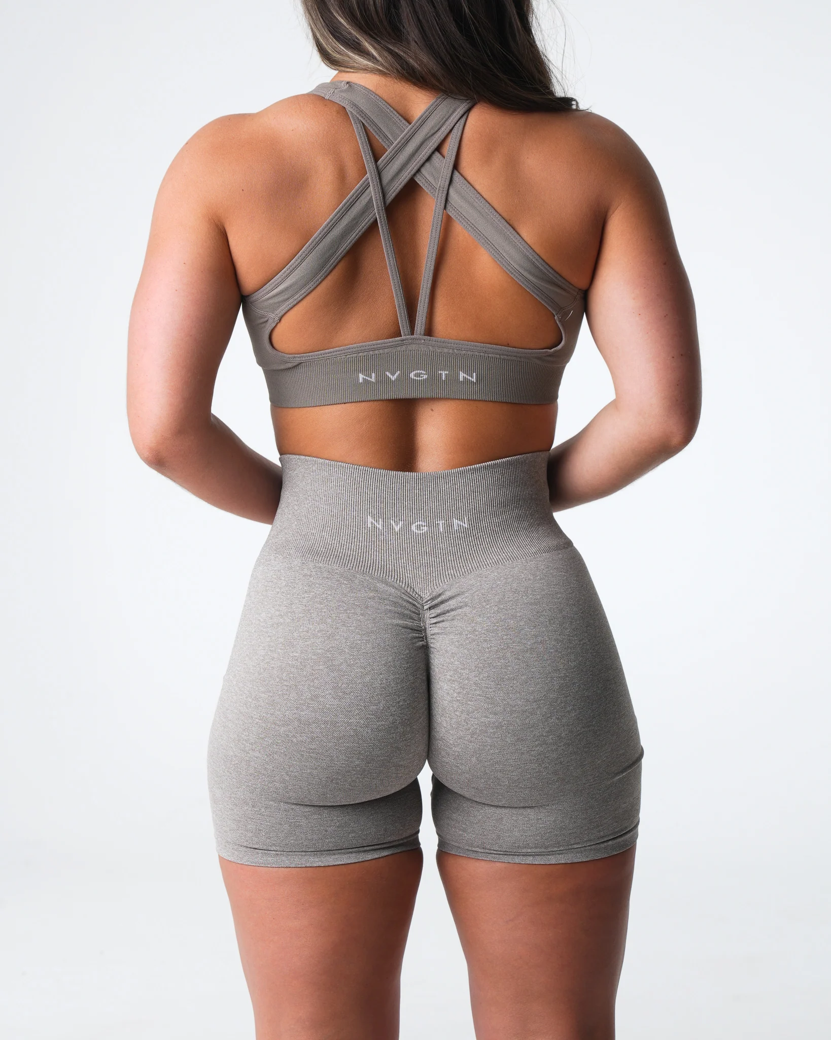 Taupe Scrunch Seamless Shorts - Image 2