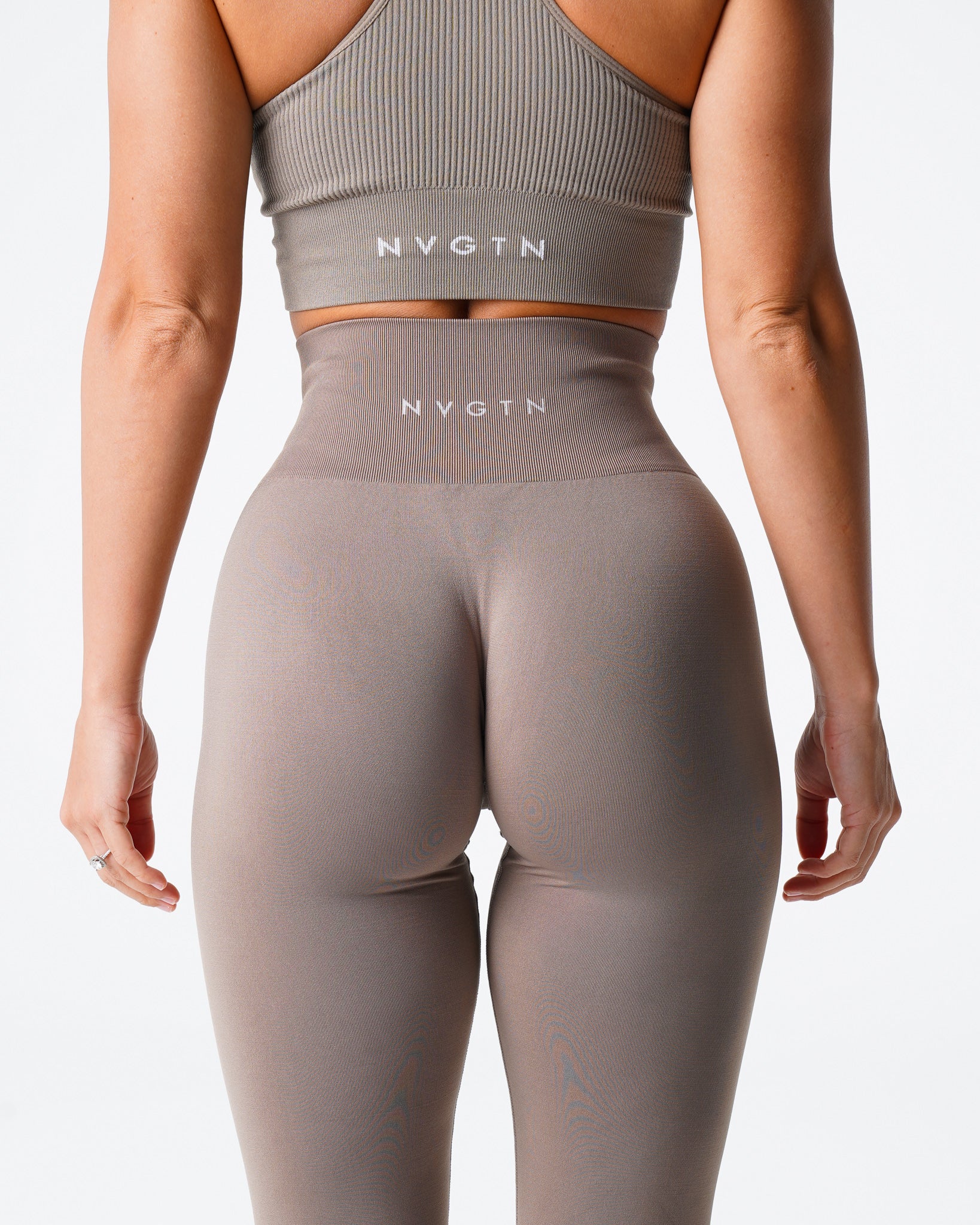 Taupe Solid Seamless Leggings - Image 2