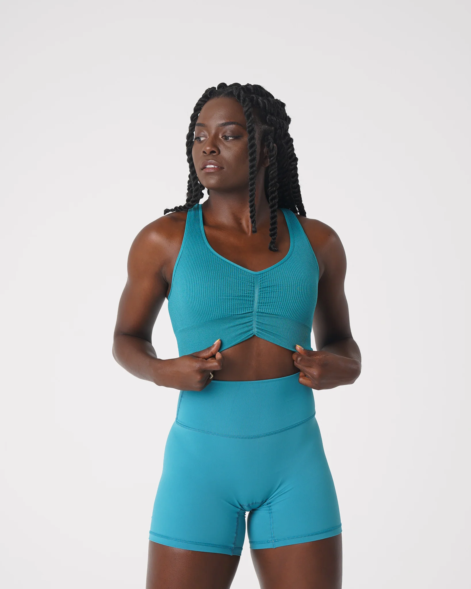 Teal Cinched Seamless Bra - Image 3