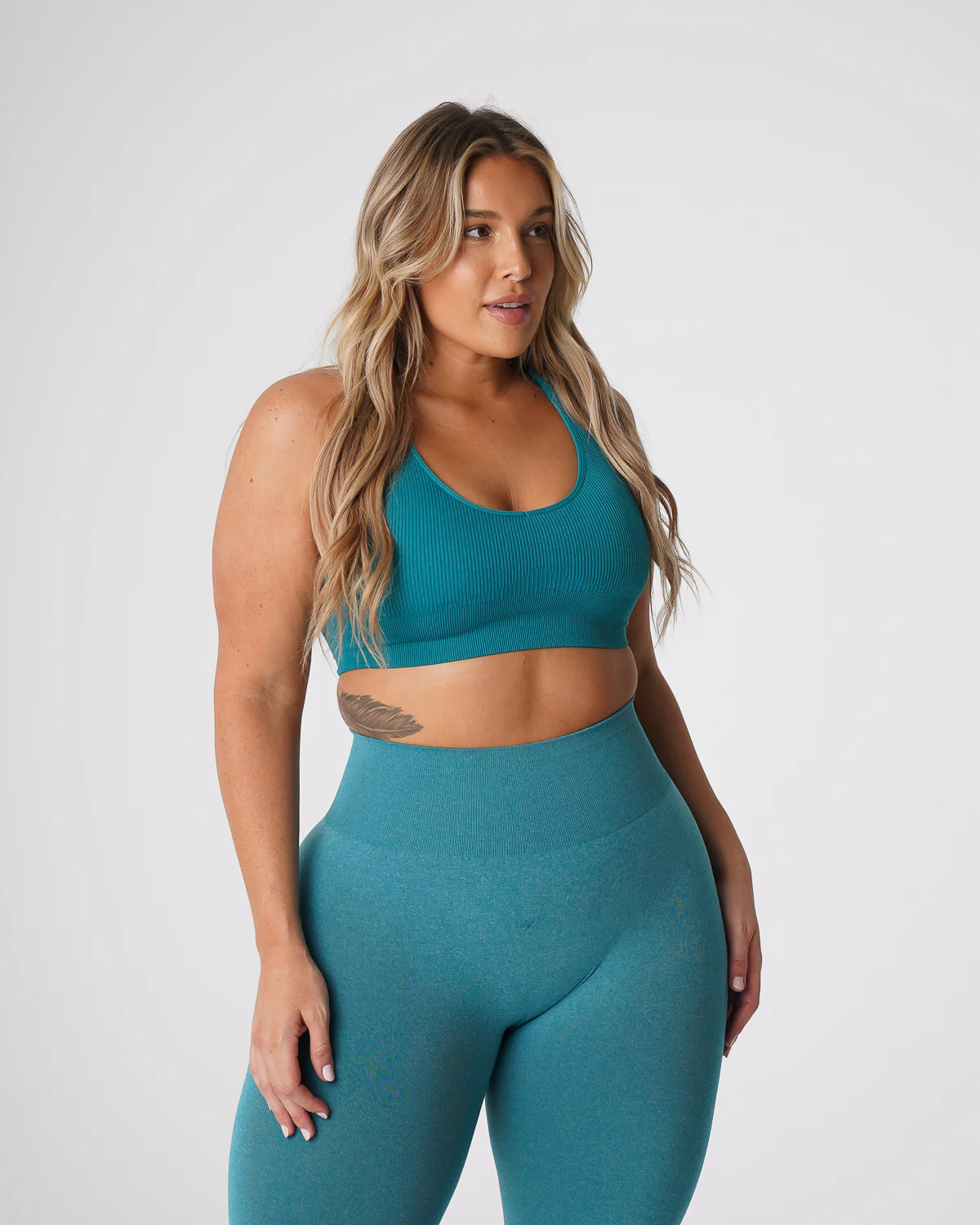 Teal Galaxy Ribbed Seamless Bra - Image 4