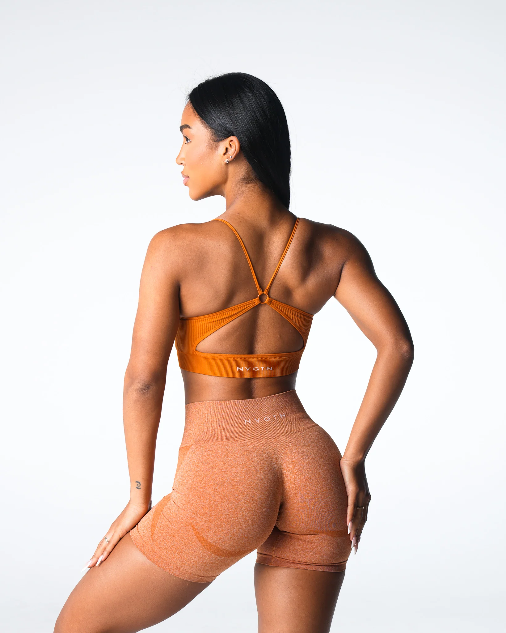 Terracotta Glimpse Ribbed Seamless Bra - Image 4