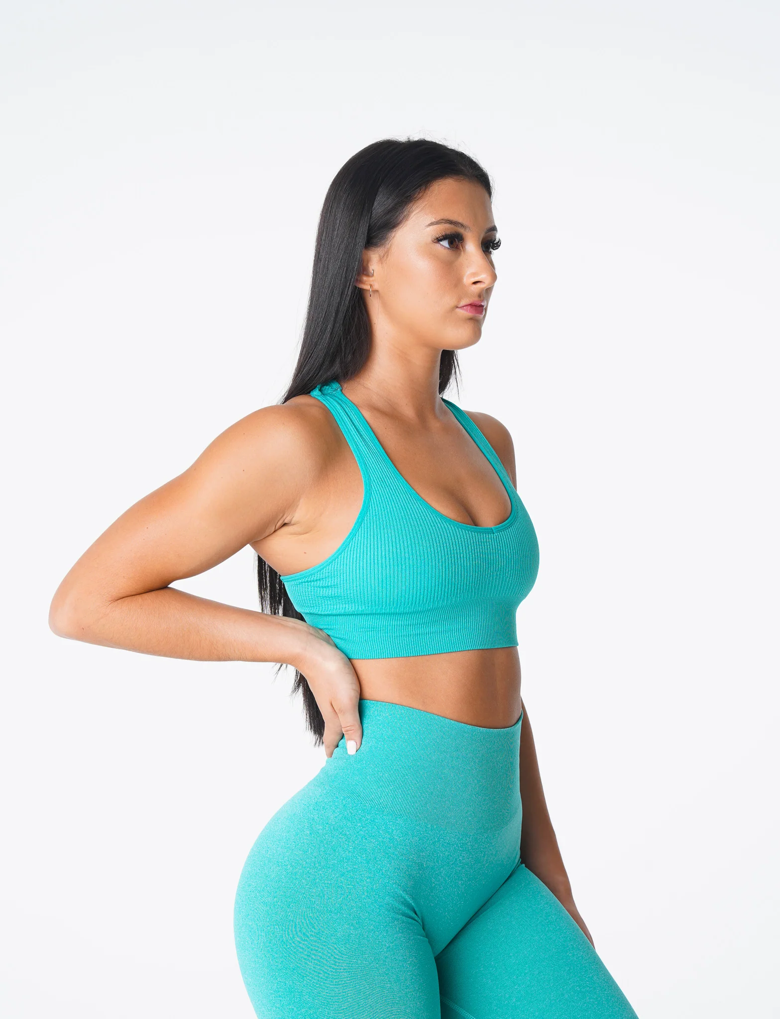 Turquoise Galaxy Ribbed Seamless Bra - Image 3