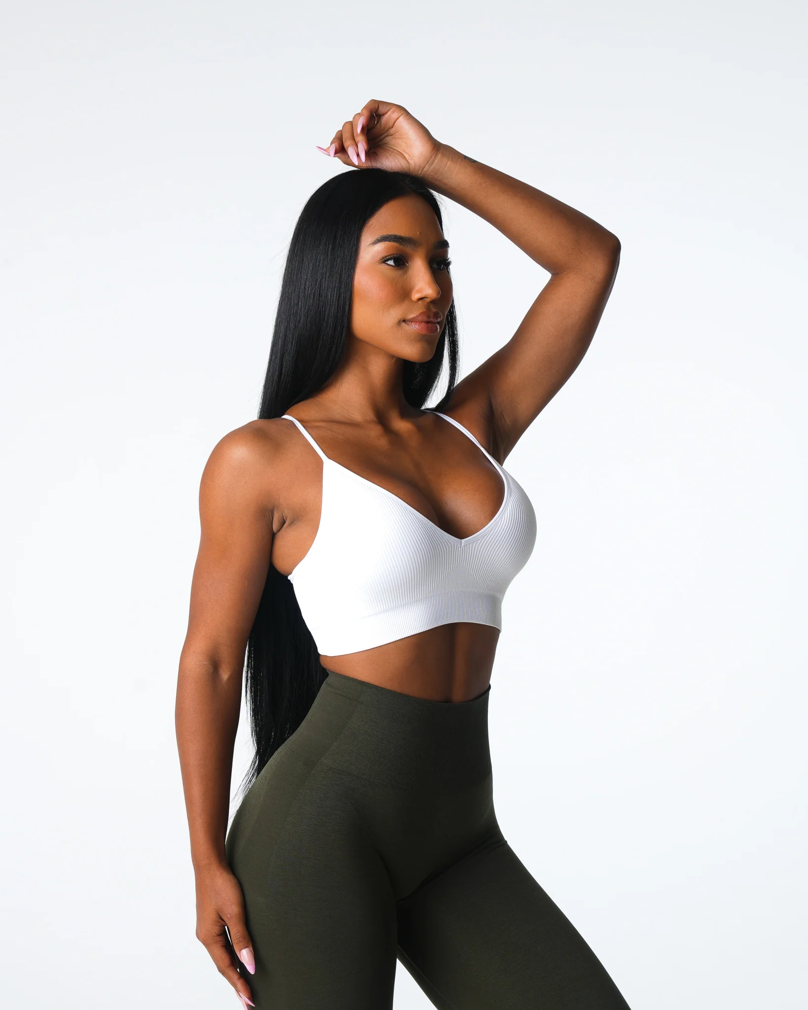 White Glimpse Ribbed Seamless Bra - Image 3